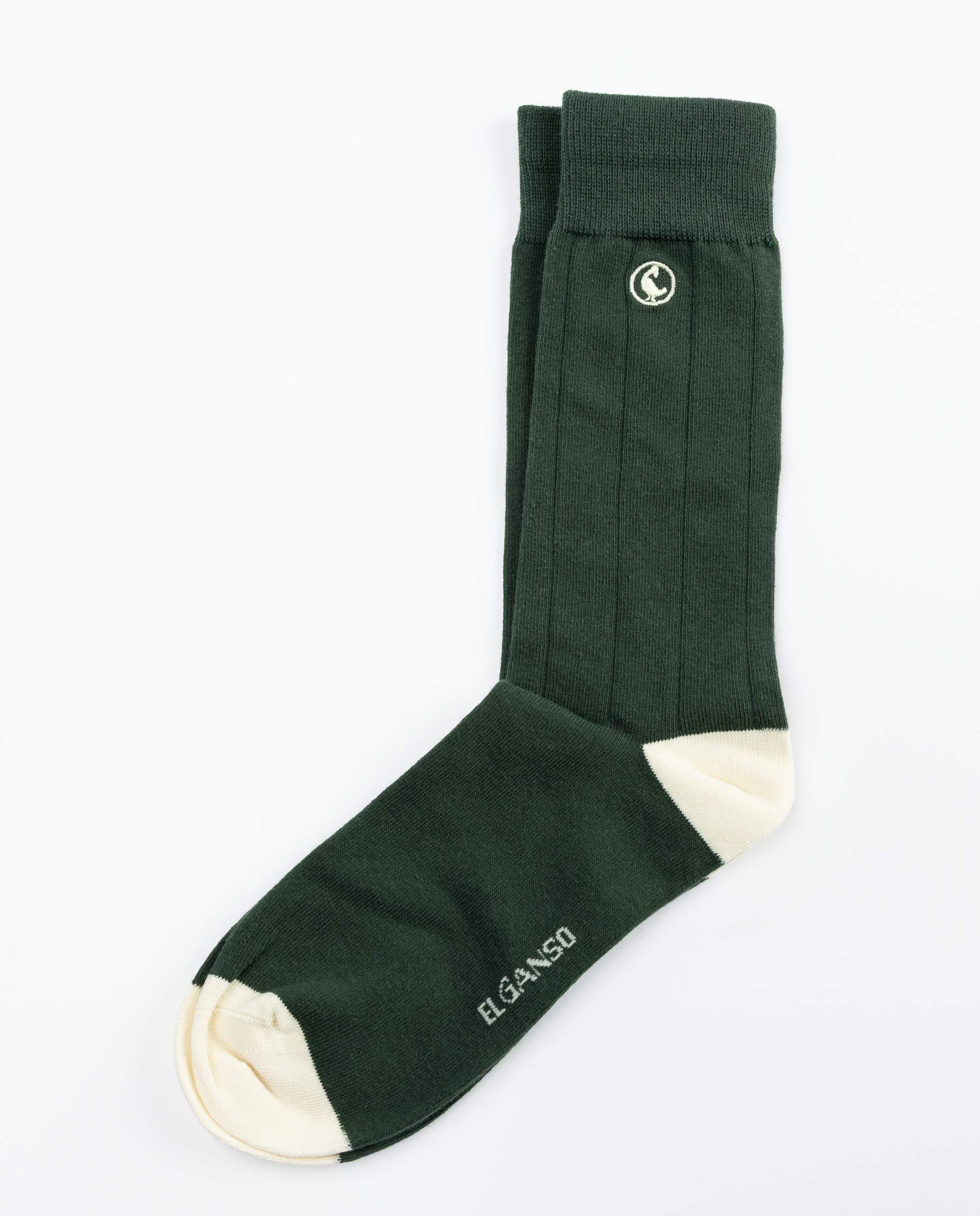 Calcetines altos hombre de algodón canalé - El Ganso - Verde Verde-1