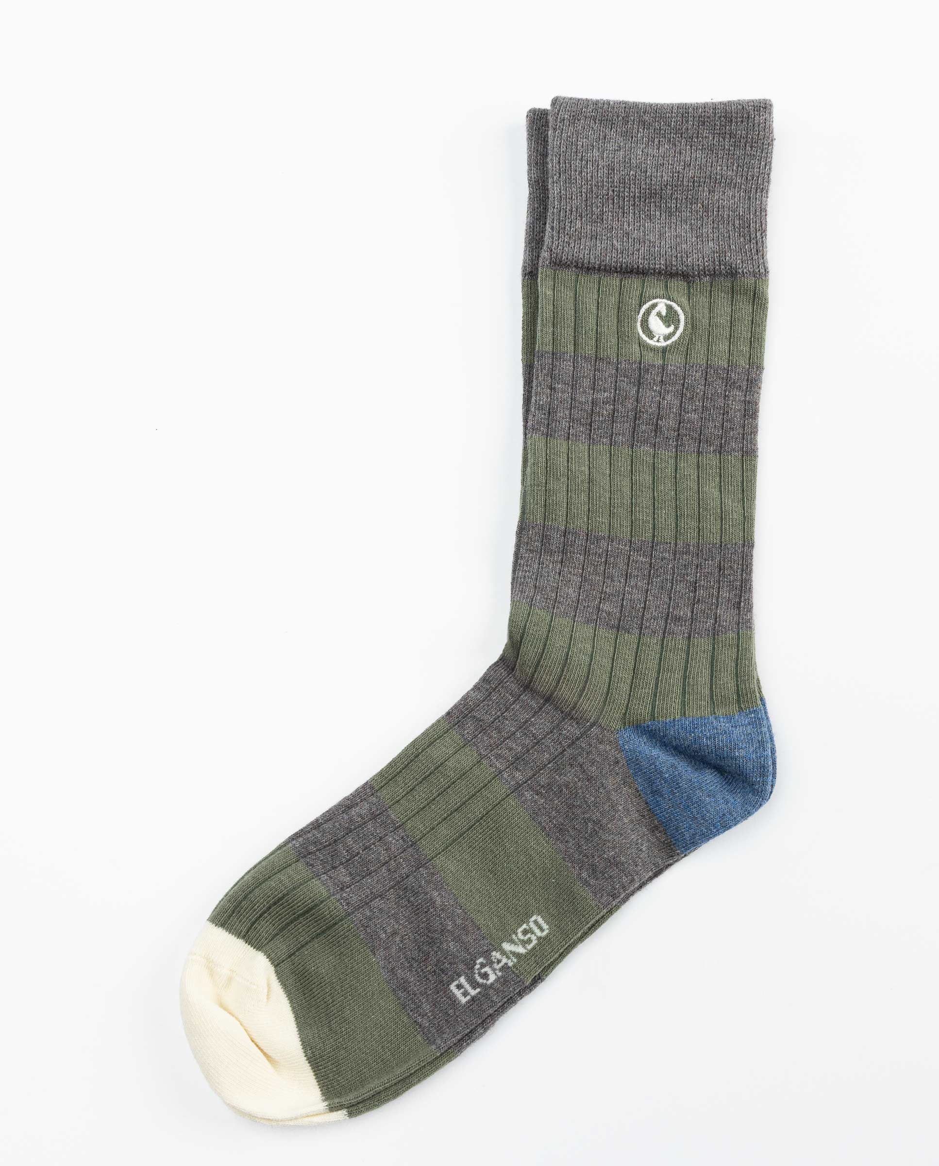 Calcetines altos hombre de rayas canalé - El Ganso - Verde Verde-1