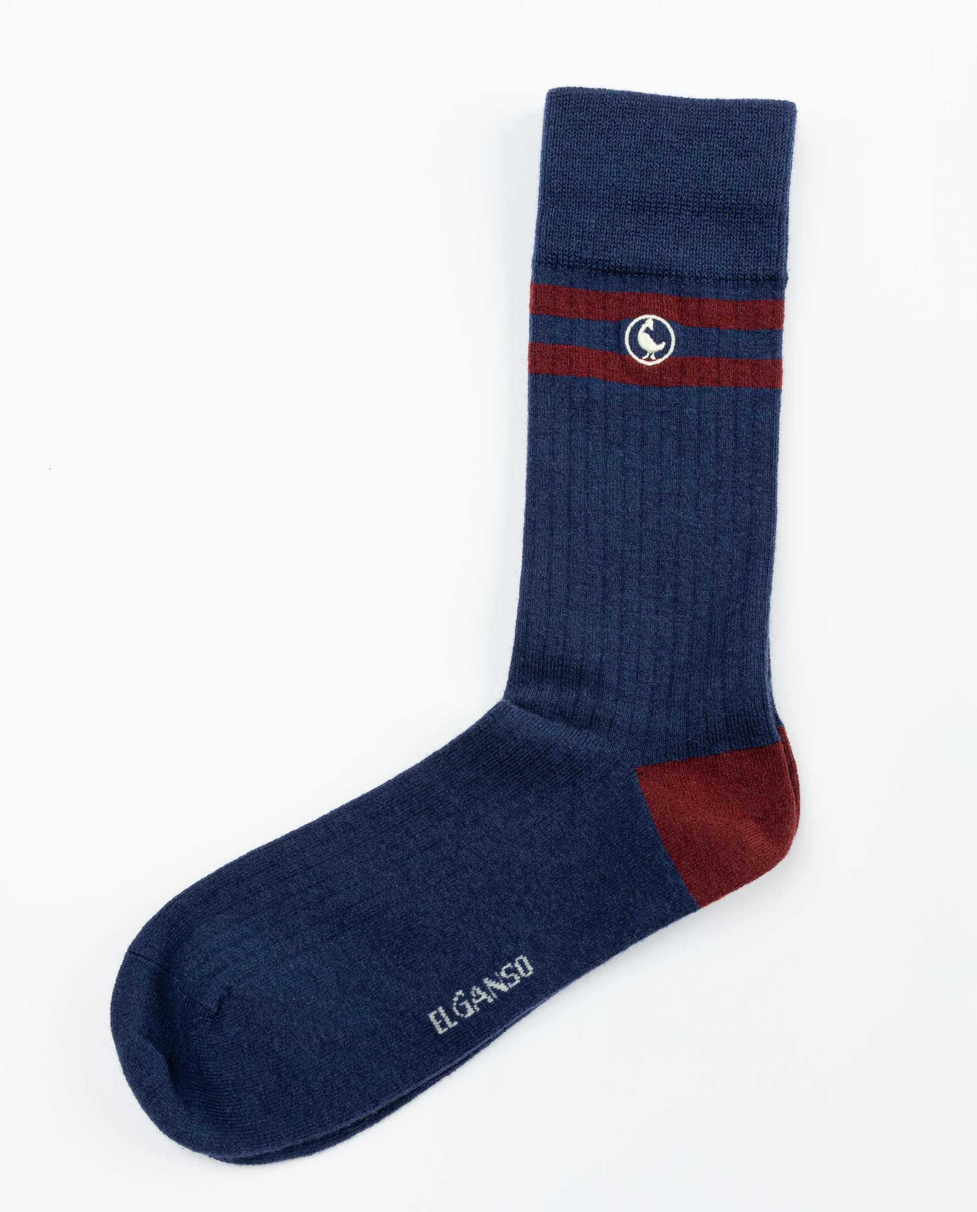Calcetines altos de hombre de lana de rayas - El Ganso - Azul marino Azul marino-1