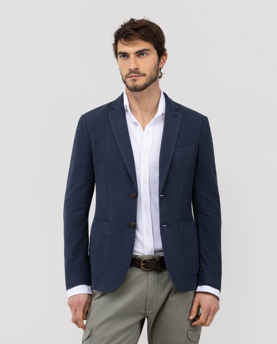 Americana de hombre de punto piqué - El Ganso - Azul Azul marino-1