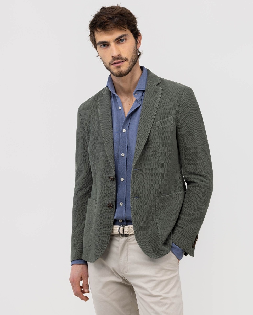 Americana de hombre de punto piqué - El Ganso - Verde anticuario Verde anticuario-1
