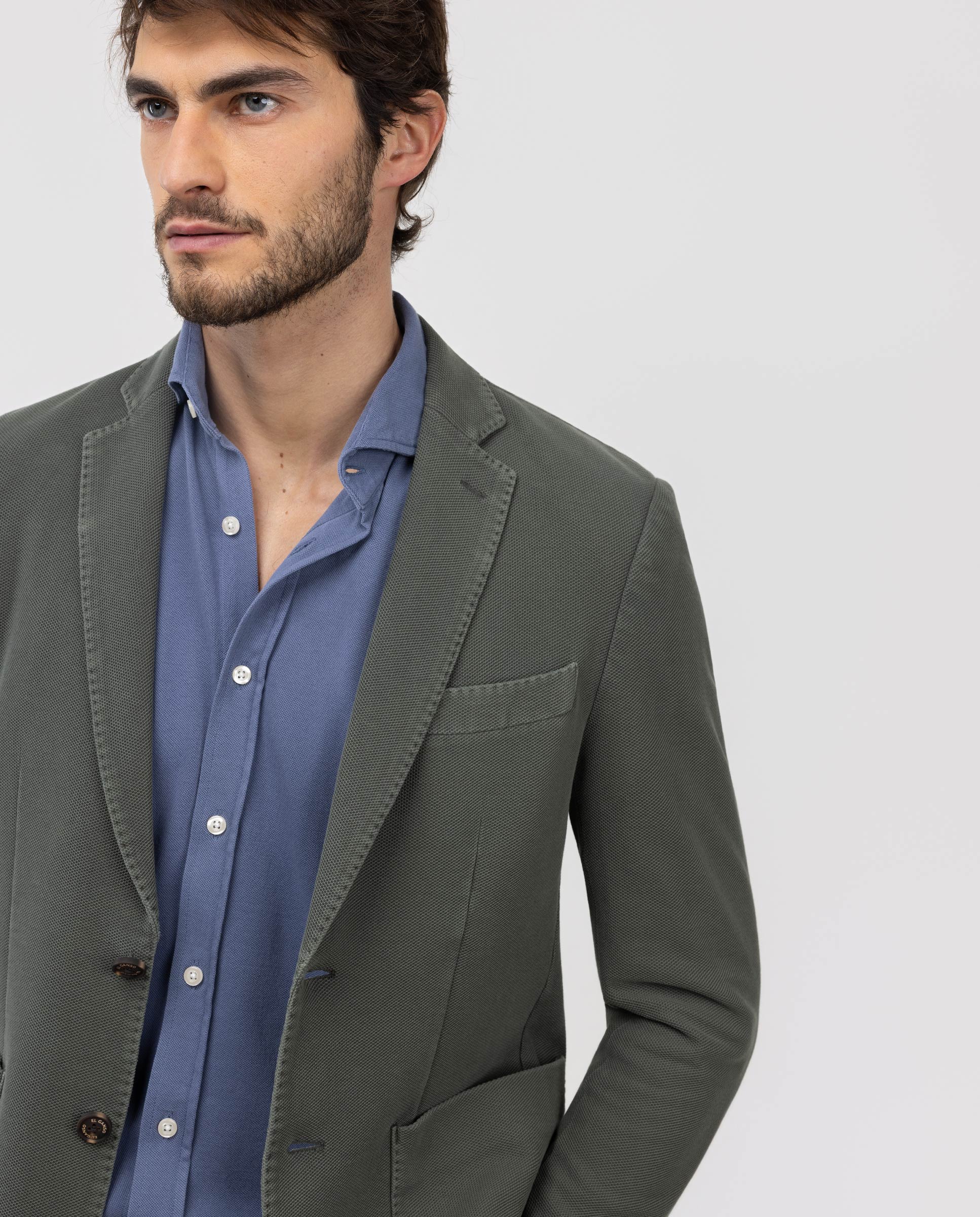 Americana de hombre de punto piqué - El Ganso - Verde anticuario Verde anticuario-5