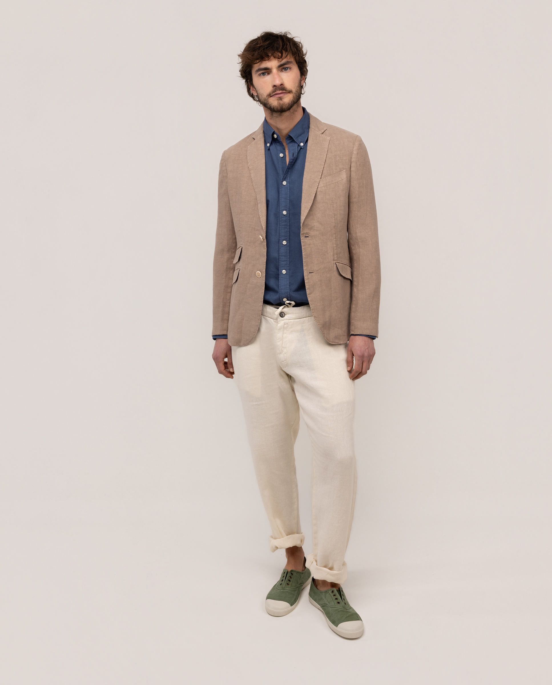 Americana de lino de hombre garment dyed - El Ganso - Beige Marrón claro-2