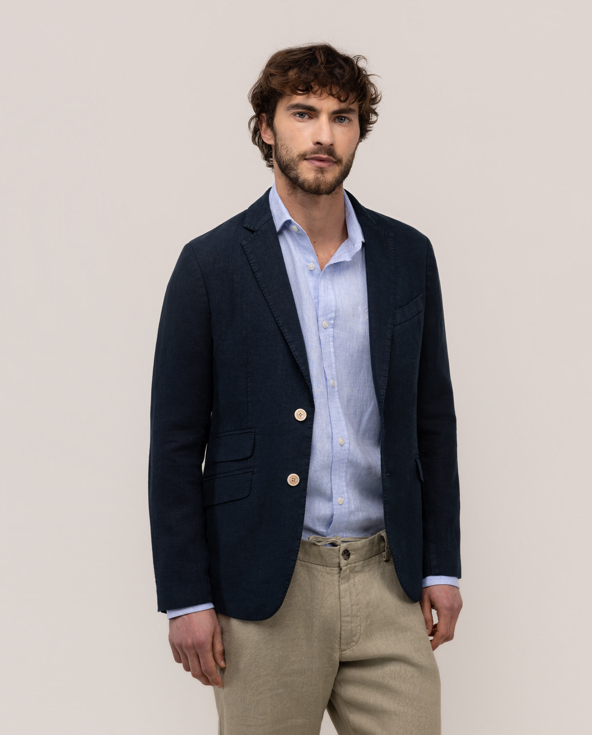 Imagen 0 de Americana de lino de hombre garment dyed Azul marino