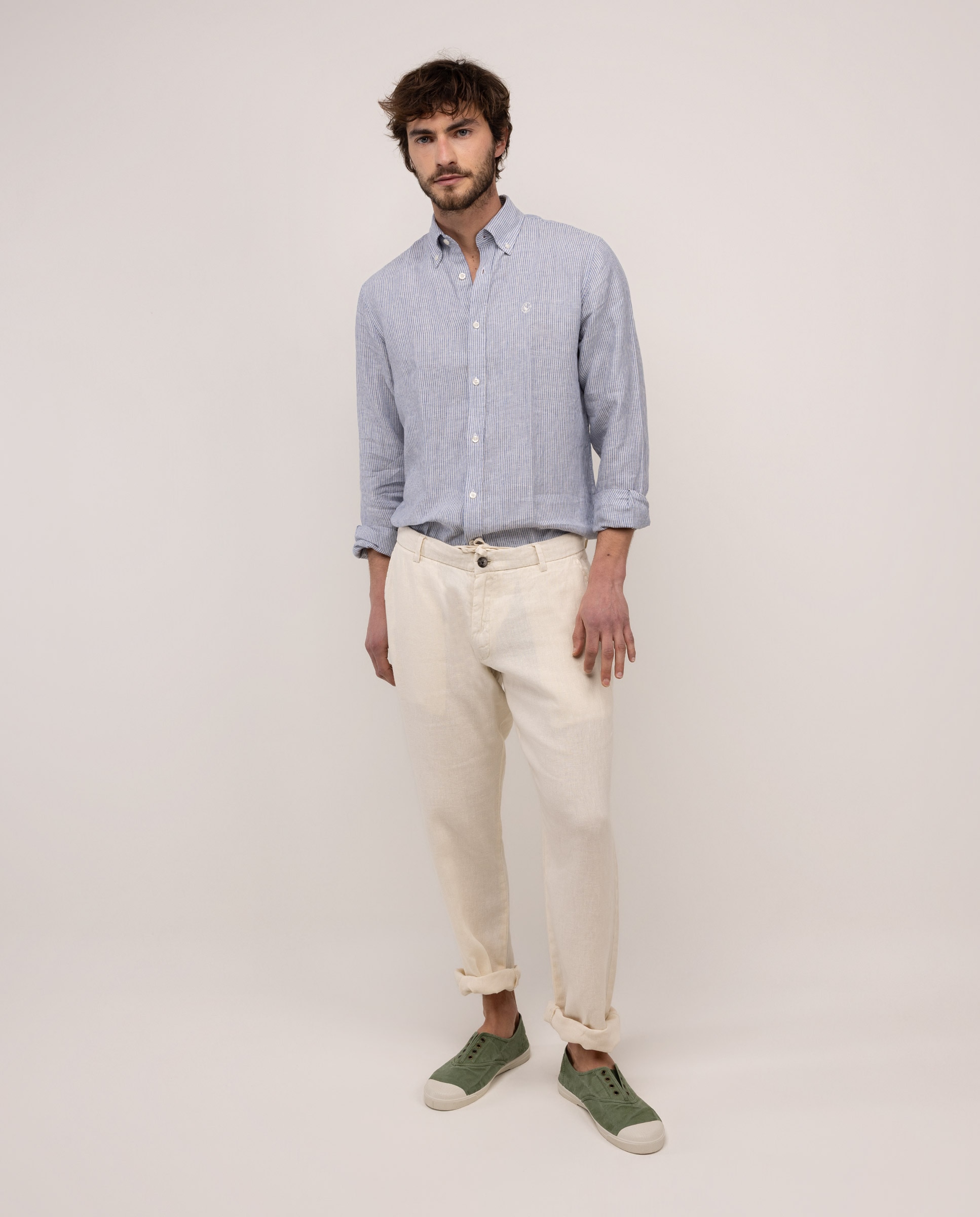 El Ganso - Pantalón de lino de hombre liso.