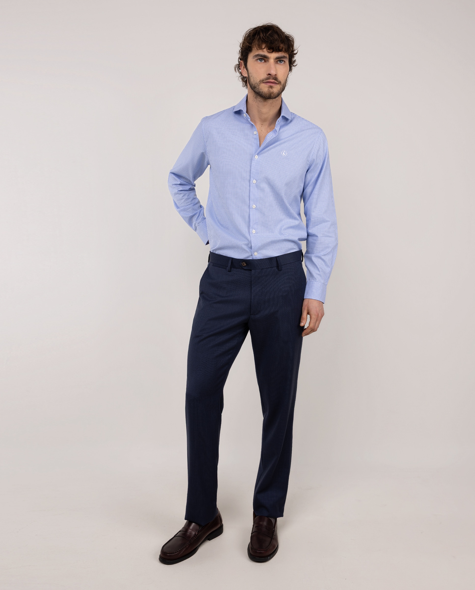 El Ganso - Pantalón de traje de hombre lavable ojo de perdiz.