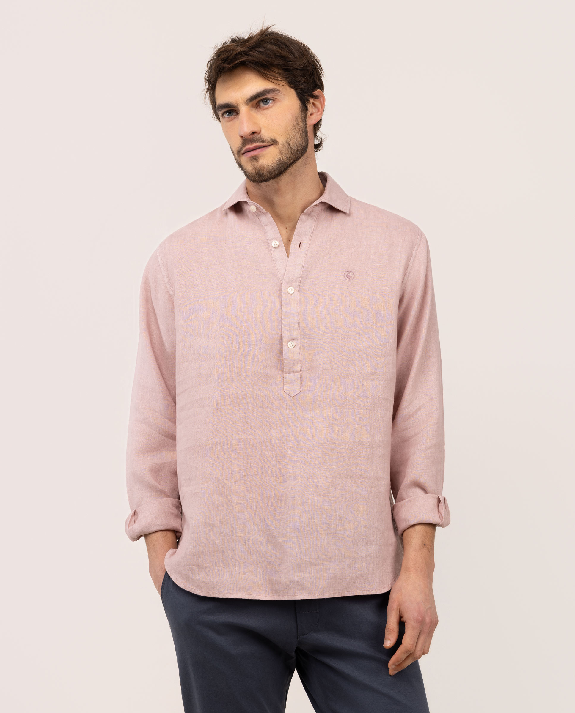 Imagen 0 de Camisa polera de hombre de lino Rosa