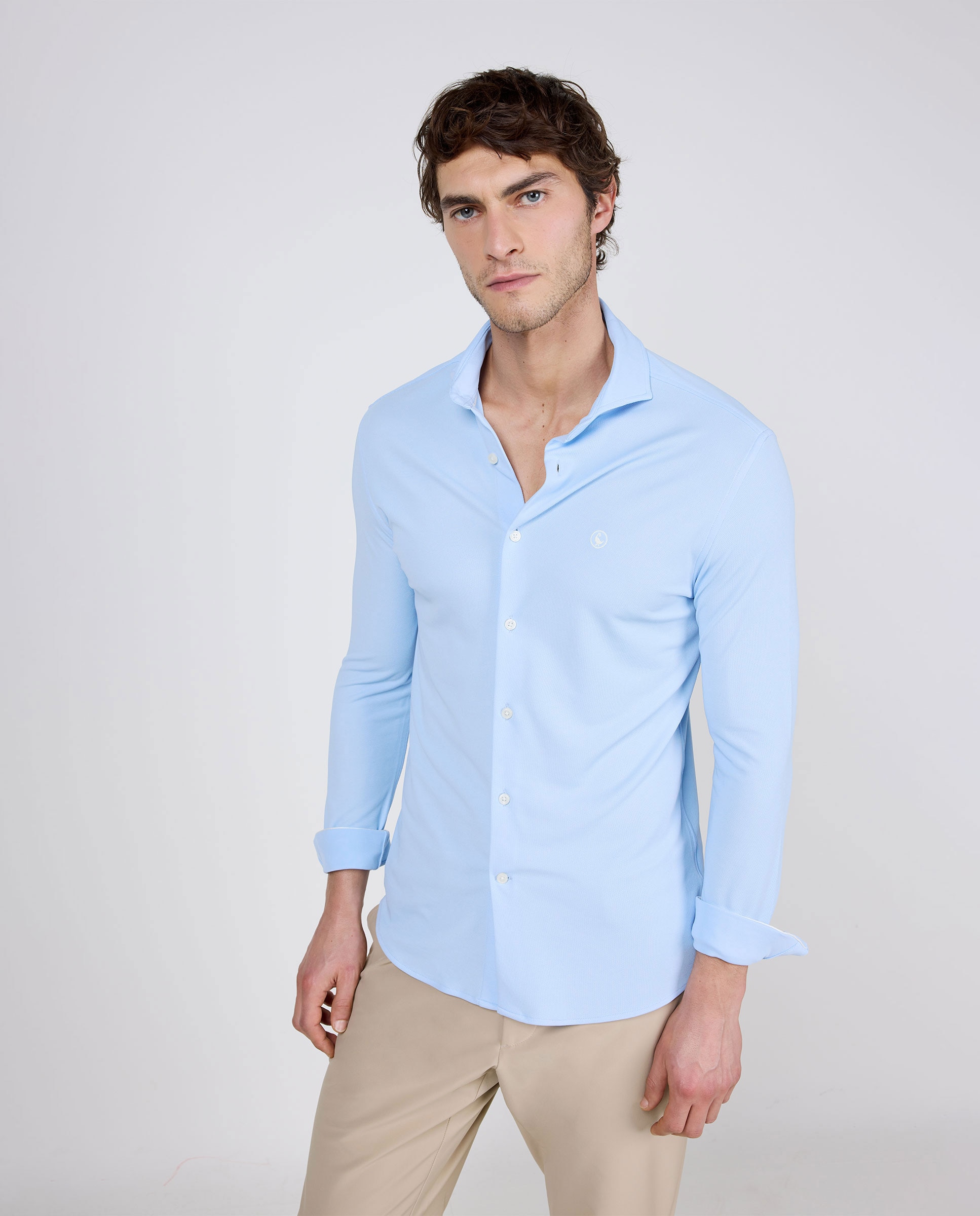 Camisa de hombre sepiia lisa - El Ganso - Azul claro Azul claro-1
