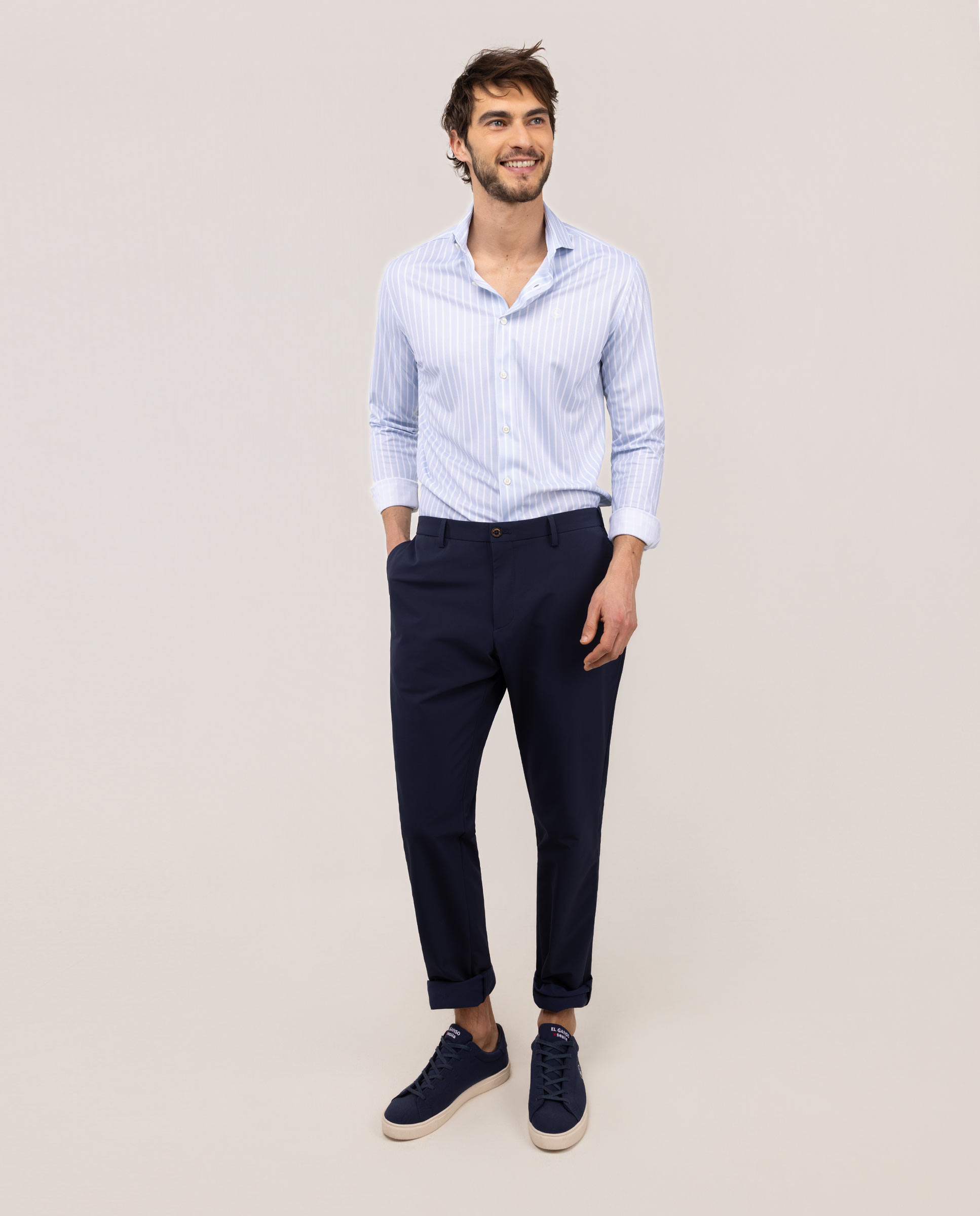Camisa de hombre sepiia de rayas butcher - El Ganso - Azul Azul-2