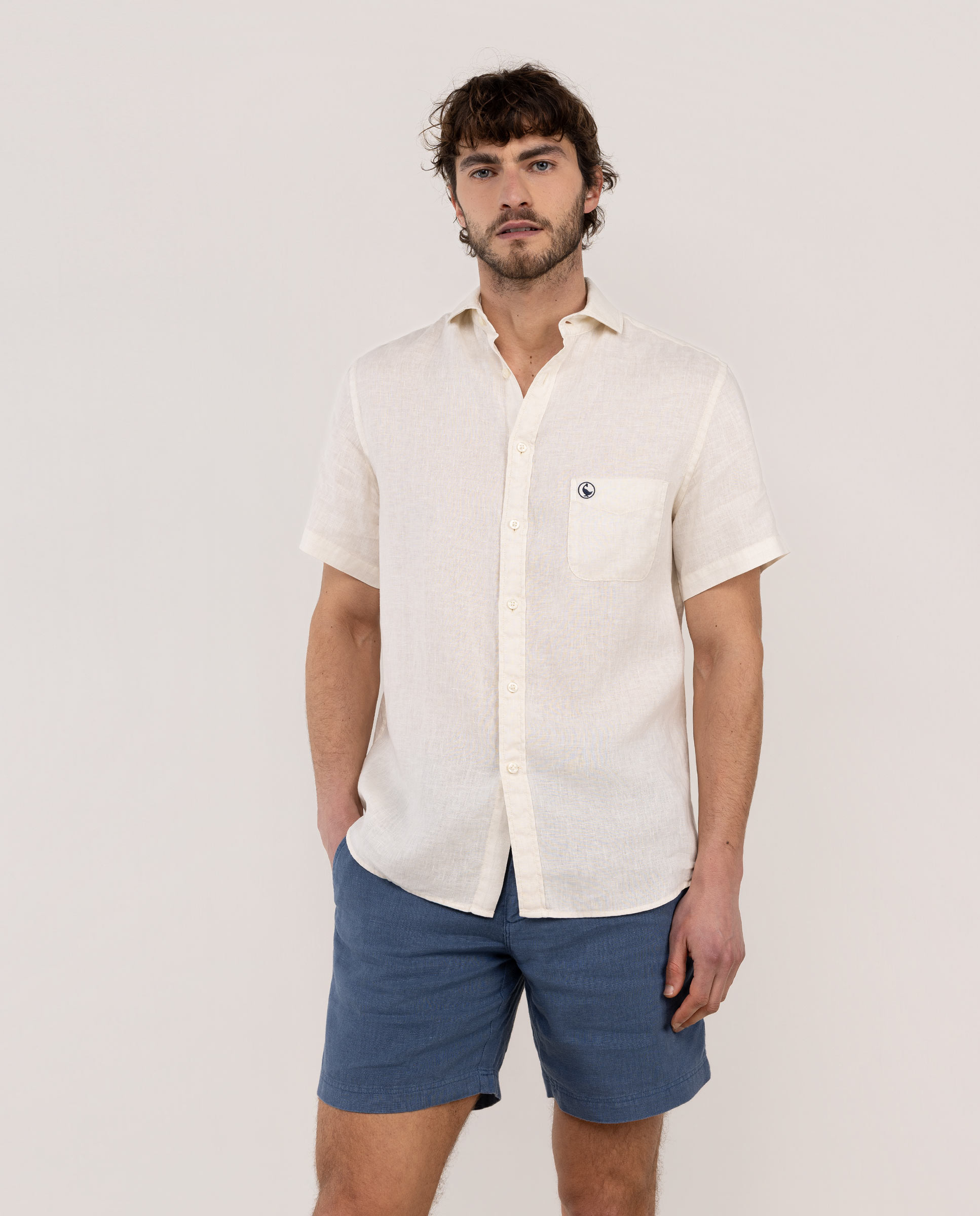 Camisa de lino de hombre de manga corta - El Ganso - Beige Beige-1
