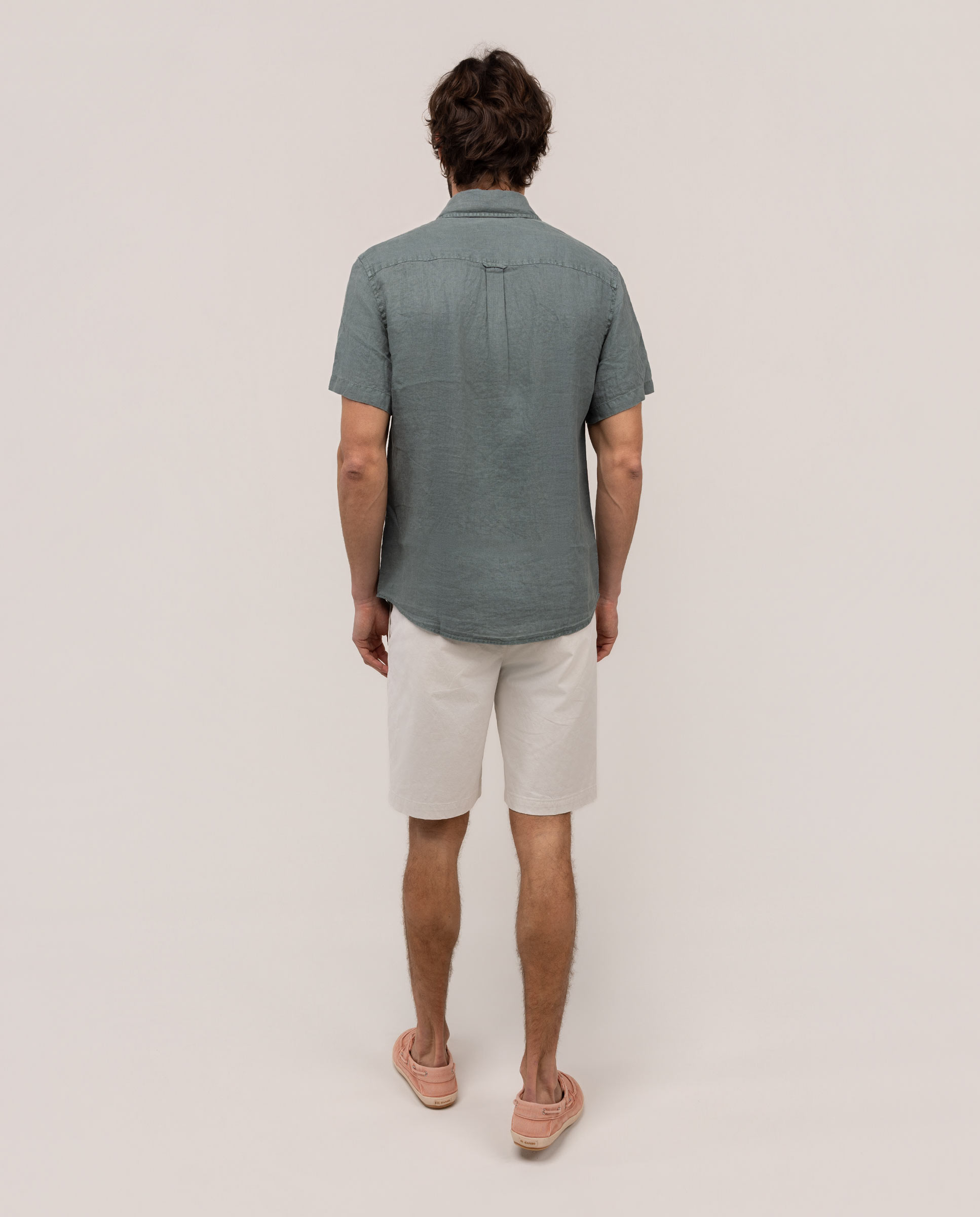 Camisa de lino de hombre de manga corta - El Ganso - Verde Verde-4