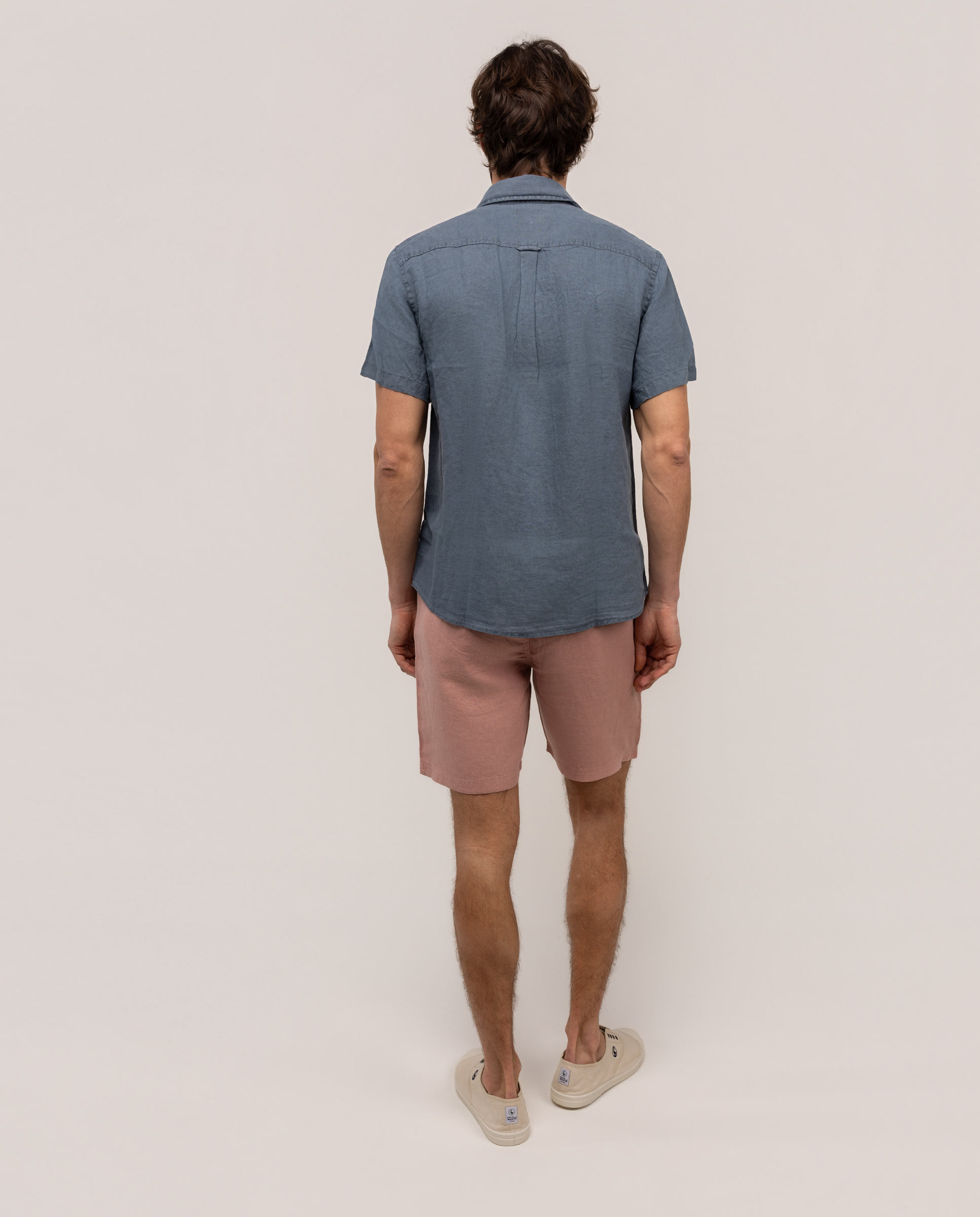 Camisa de lino de hombre de manga corta - El Ganso - Azul marino Azul marino-4