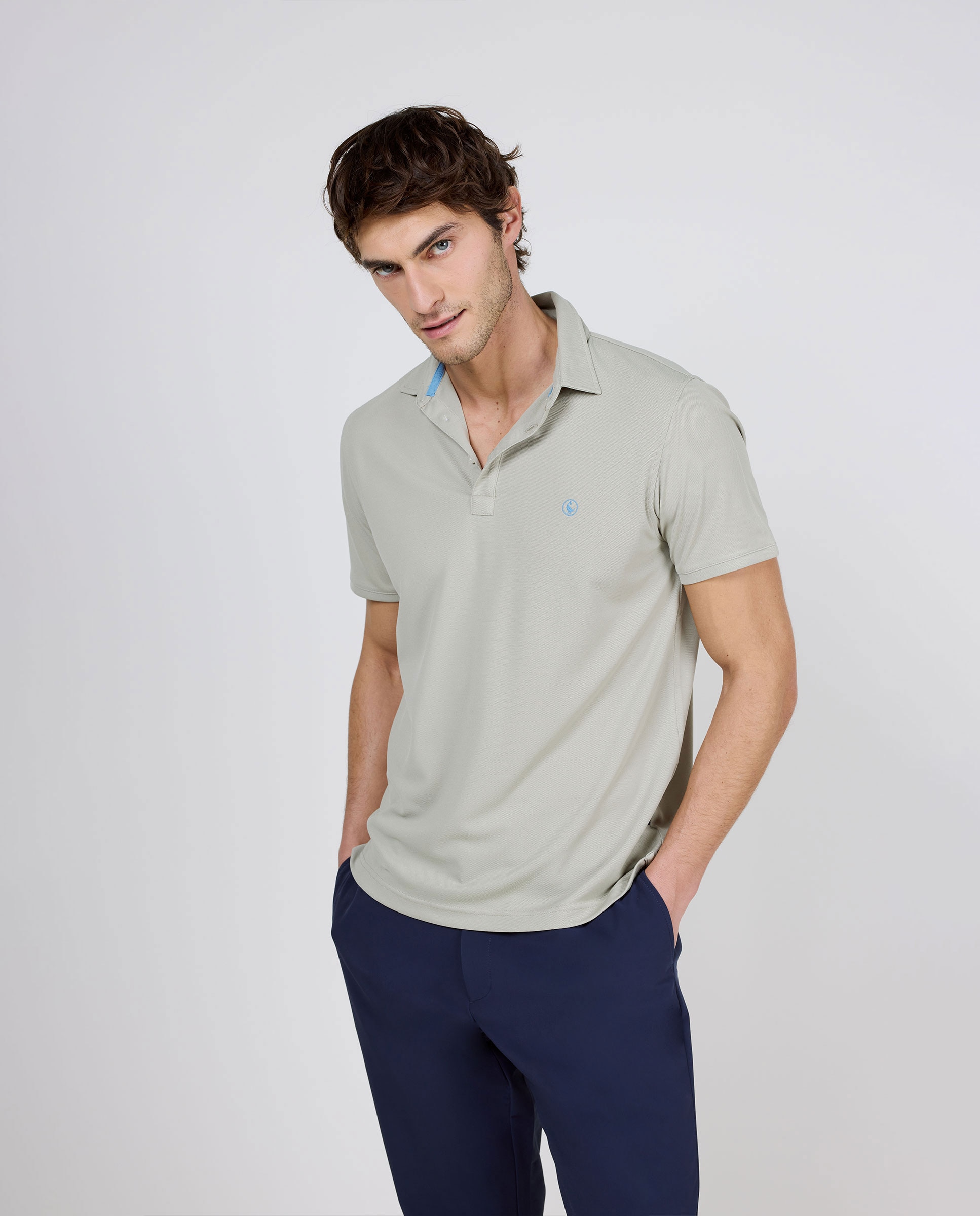 Polo de hombre de manga corta sepiia - El Ganso - Azul marino Verde claro-1