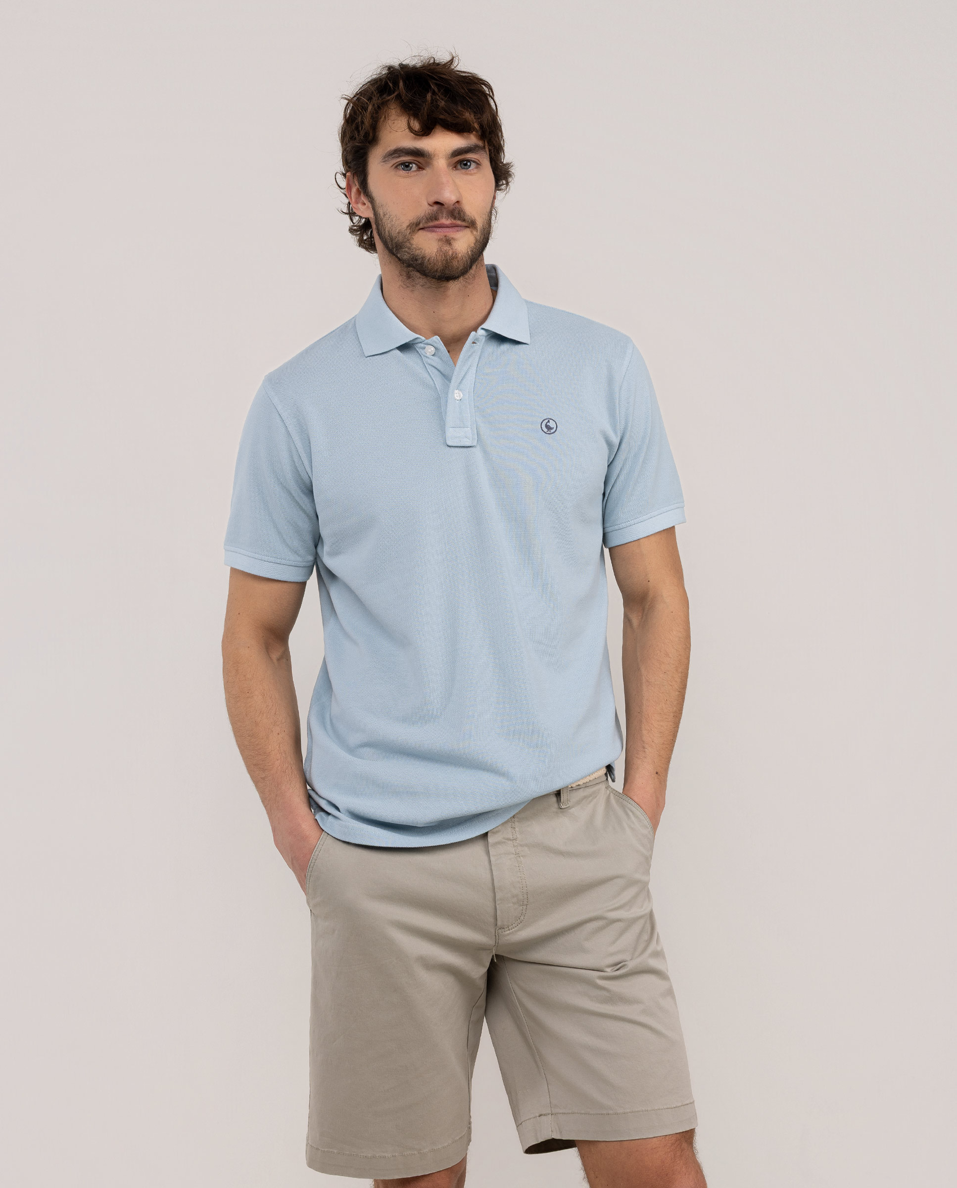 Imagen 0 de Polo piqué de hombre garment dyed Azul celeste
