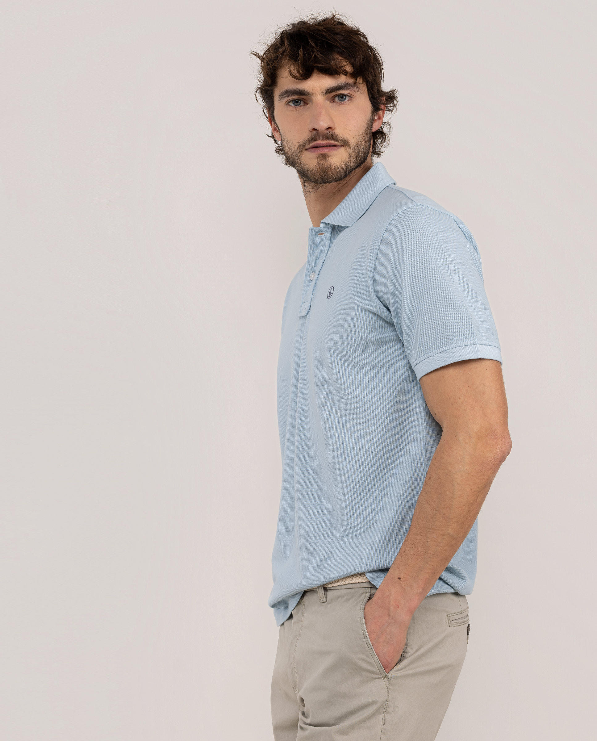Polo piqué de hombre tinte garment dyed - El Ganso - Antracita / Gris Azul celeste-4