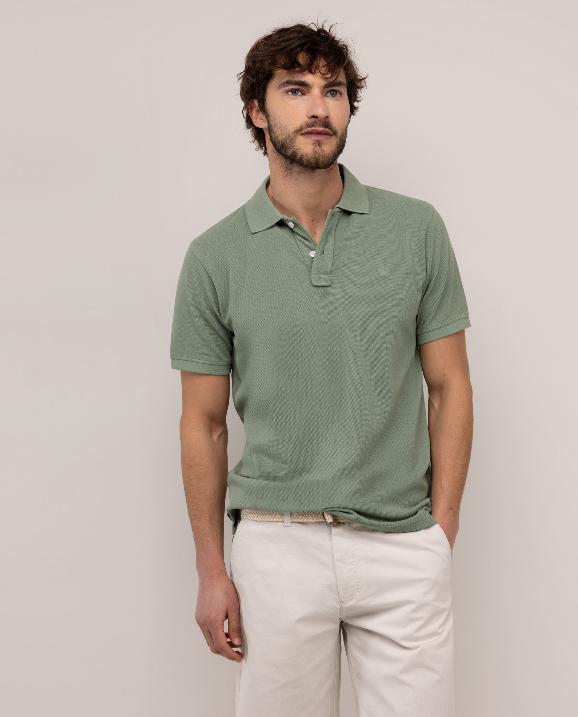 Imagen 0 de Polo piqué de hombre tinte garment dyed Verde
