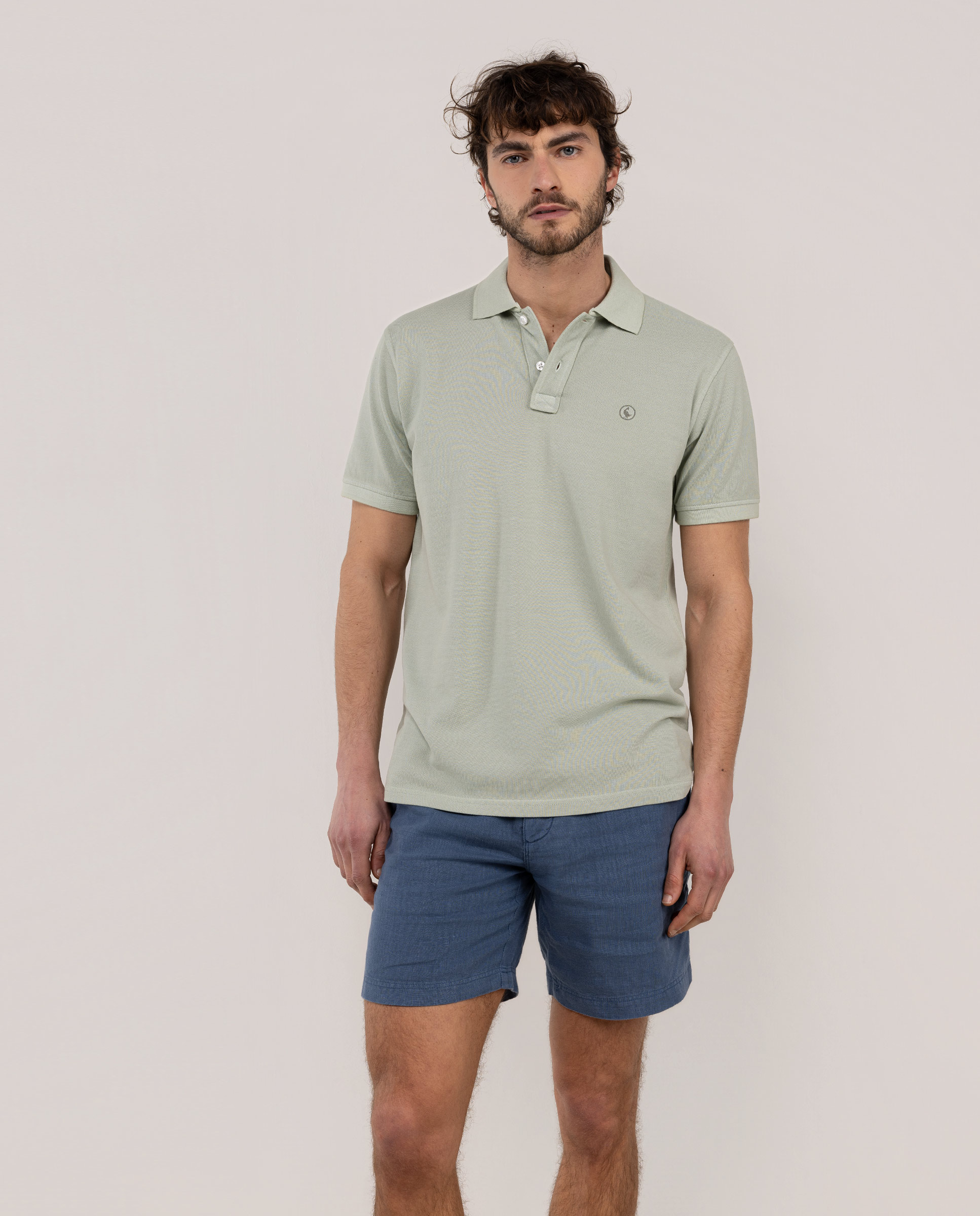 Imagen 0 de Polo piqué de hombre tinte garment dyed Verde claro