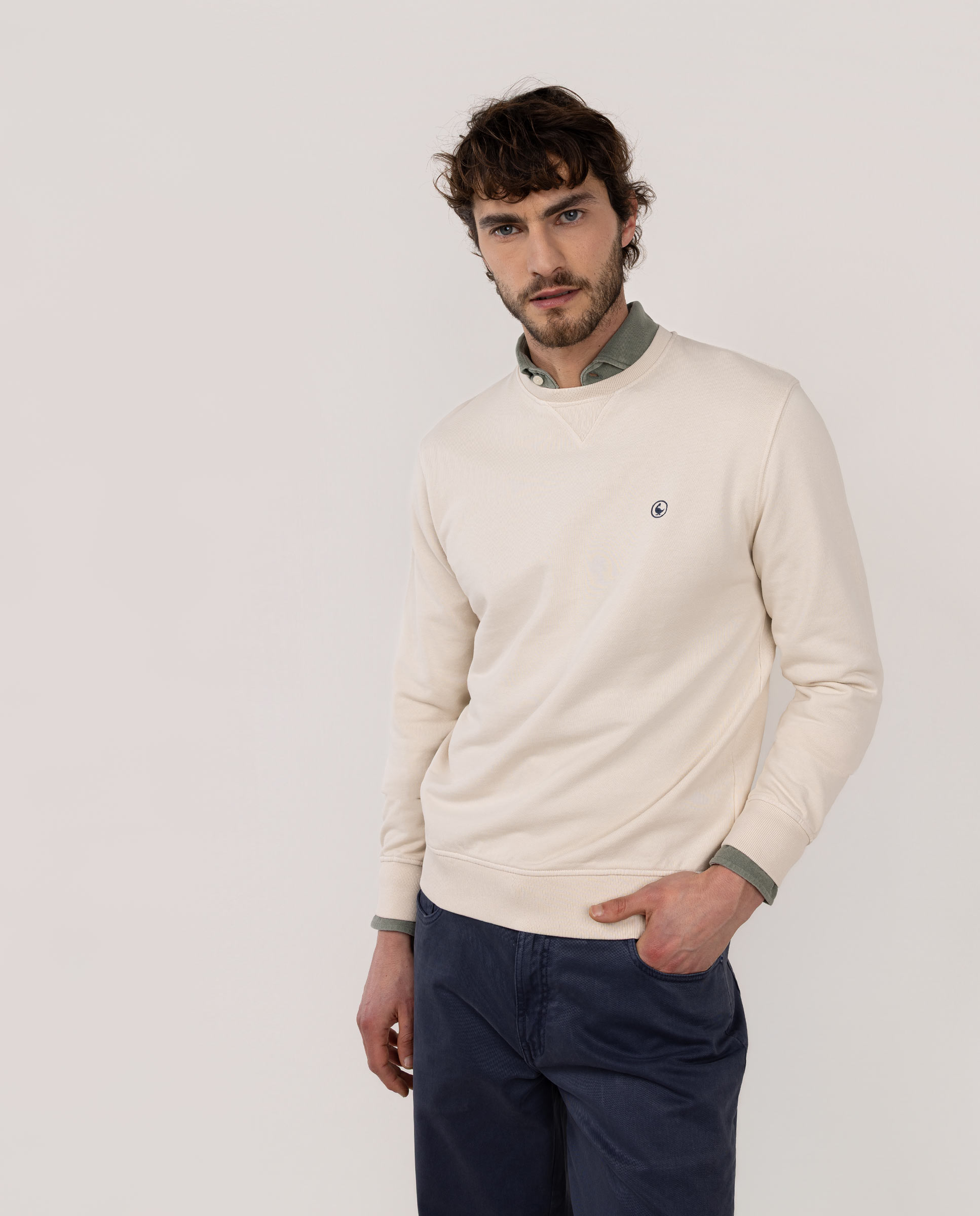 El Ganso - Sudadera cuello caja de hombre lisa.