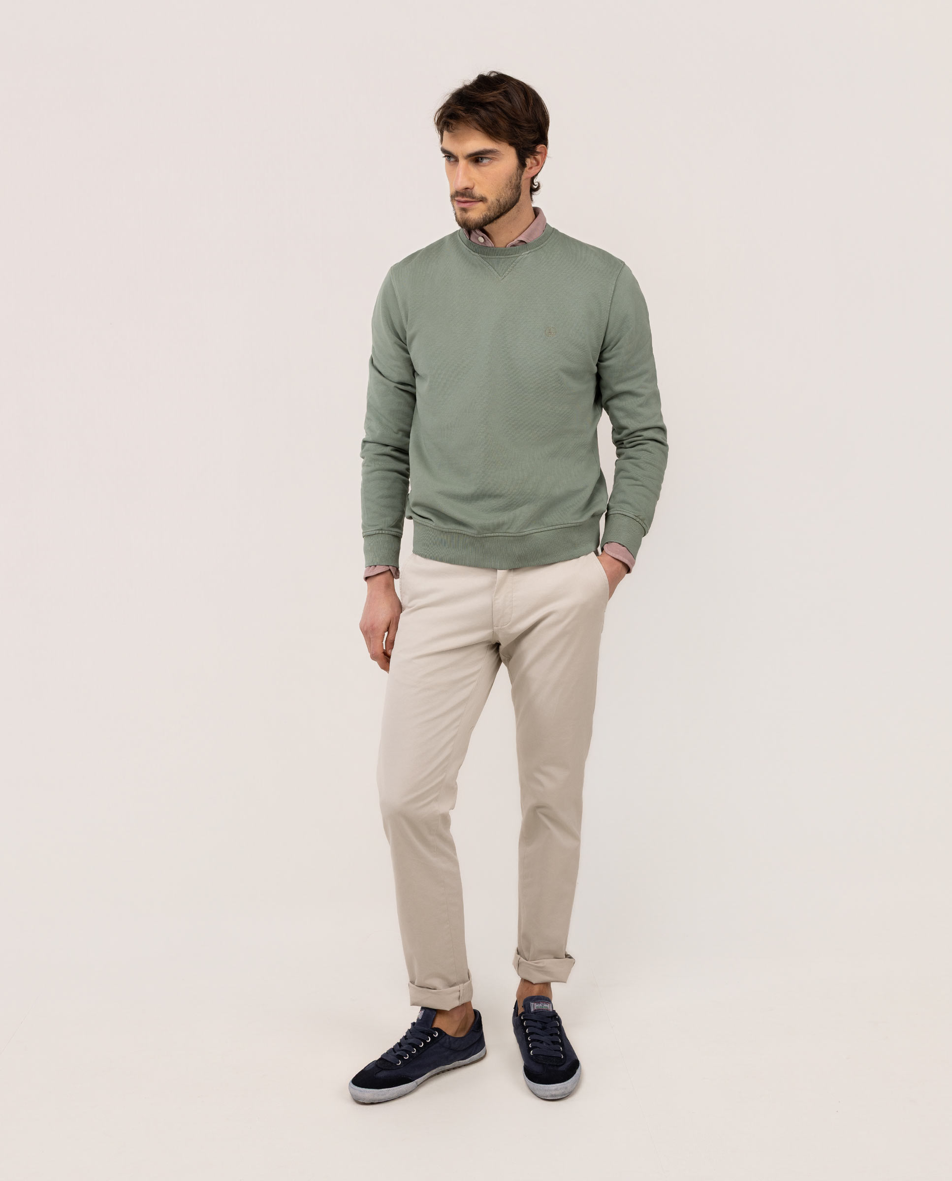 Sudadera cuello caja de hombre lisa - El Ganso - Azul marino Verde-2