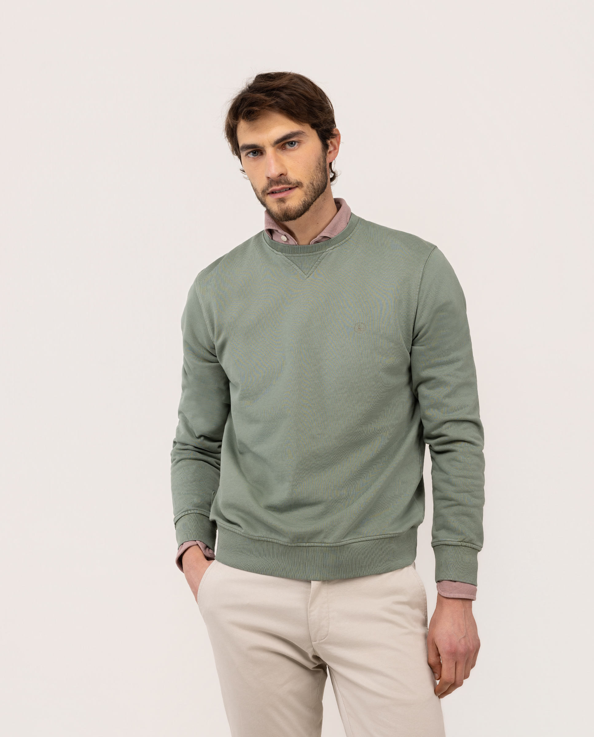 El Ganso - Sudadera cuello caja de hombre lisa.