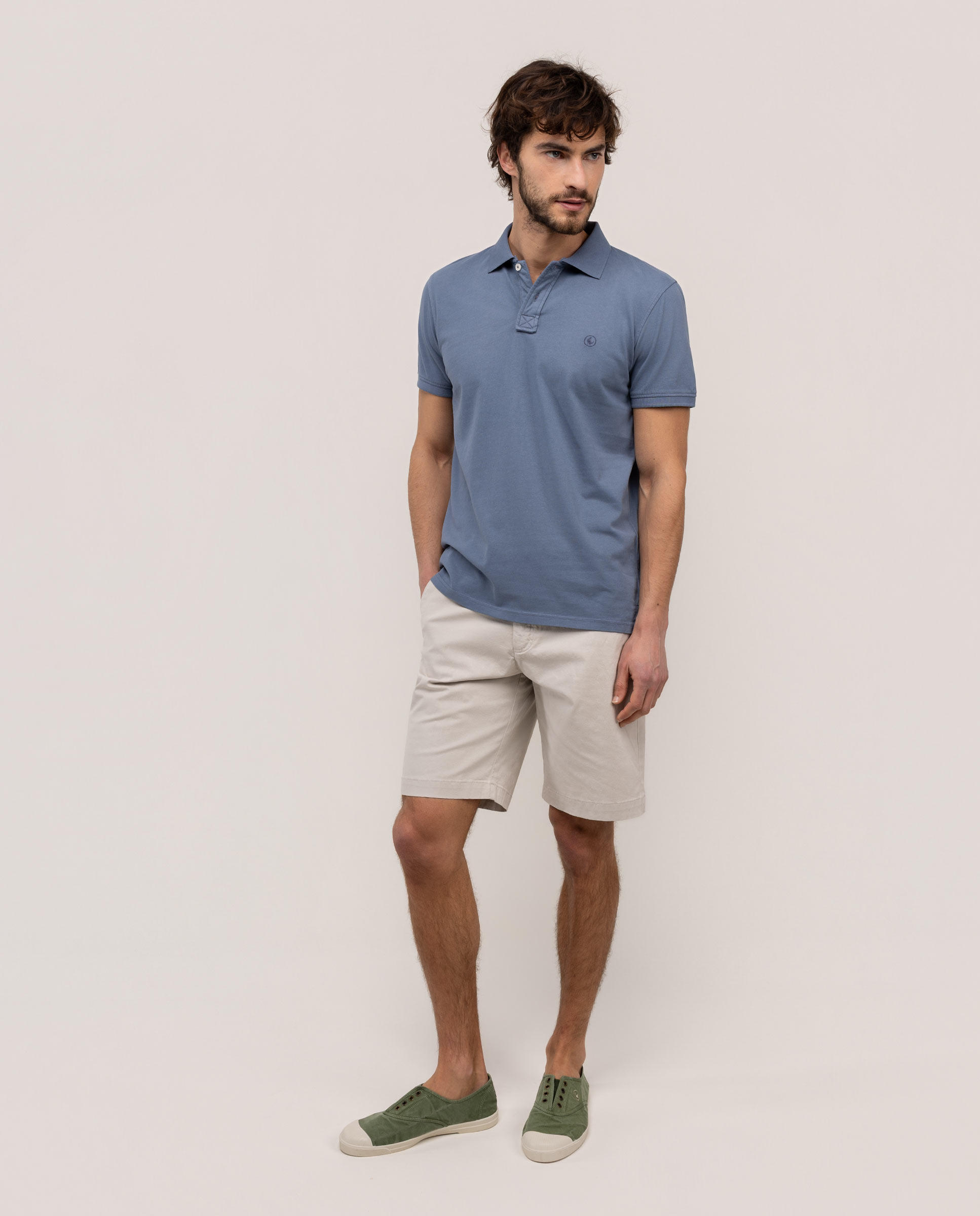 Polo de manga corta de hombre liso - El Ganso - Crudo Azul antracita-2