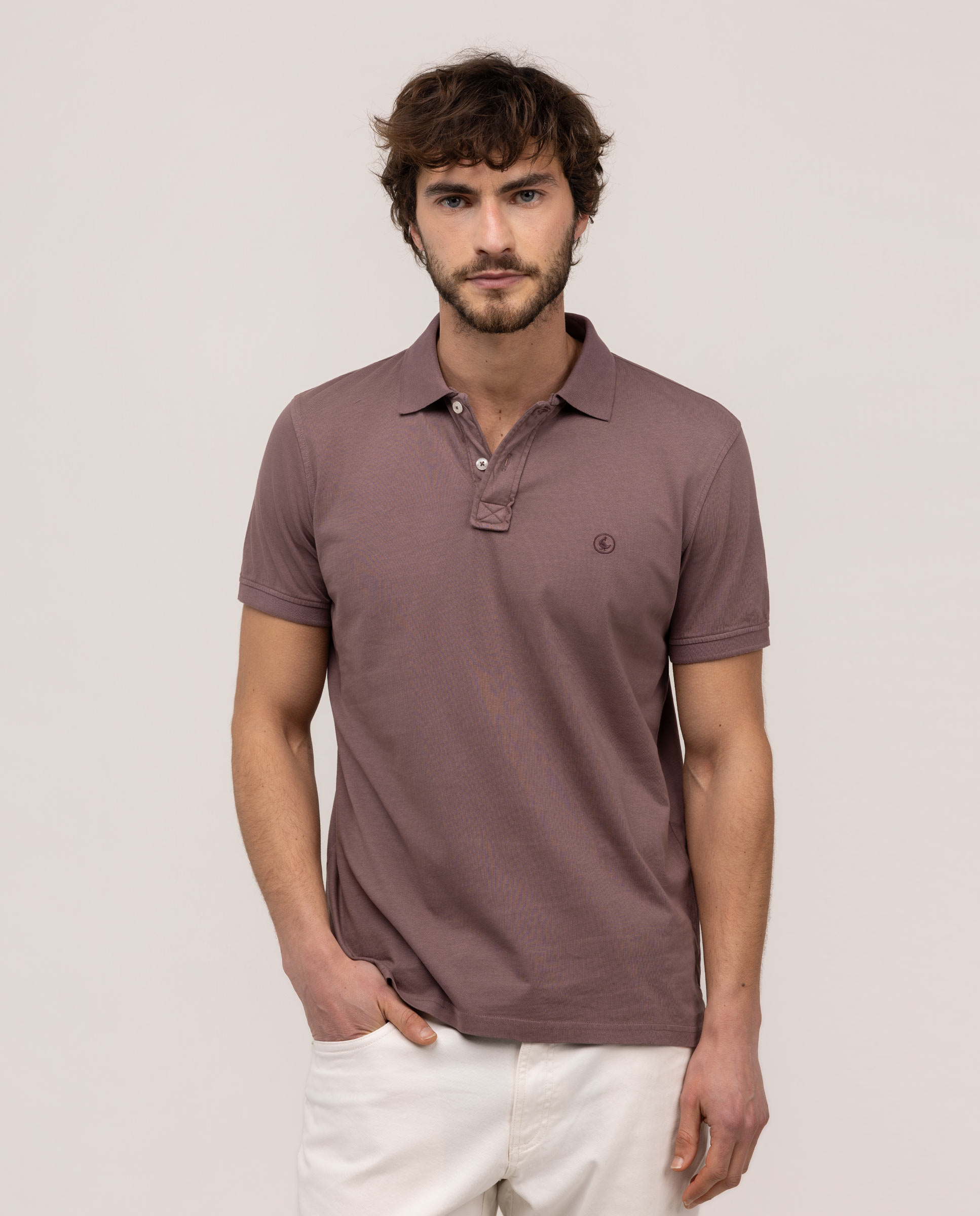 Polo de manga corta de hombre liso - El Ganso - Malva Malva-1