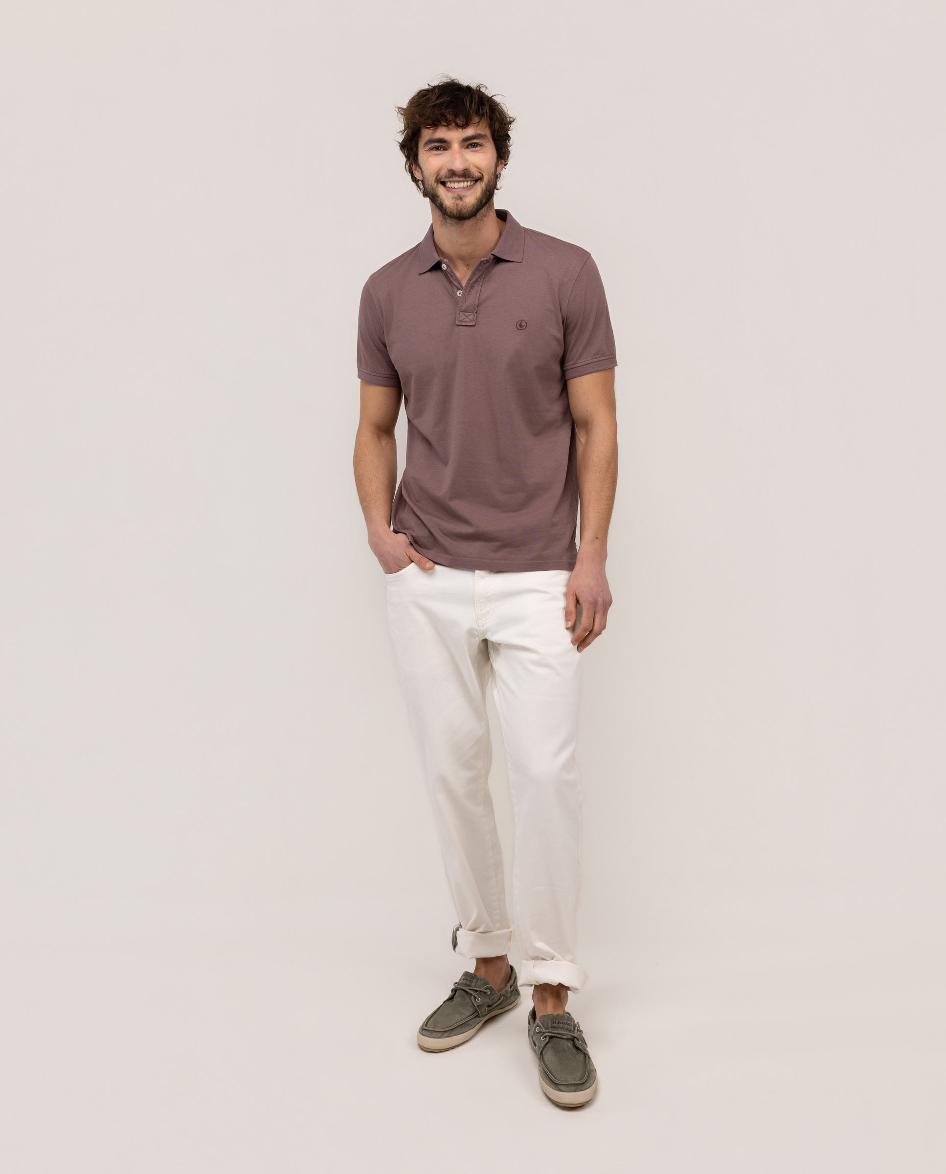 Polo de manga corta de hombre liso - El Ganso - Malva Malva-2