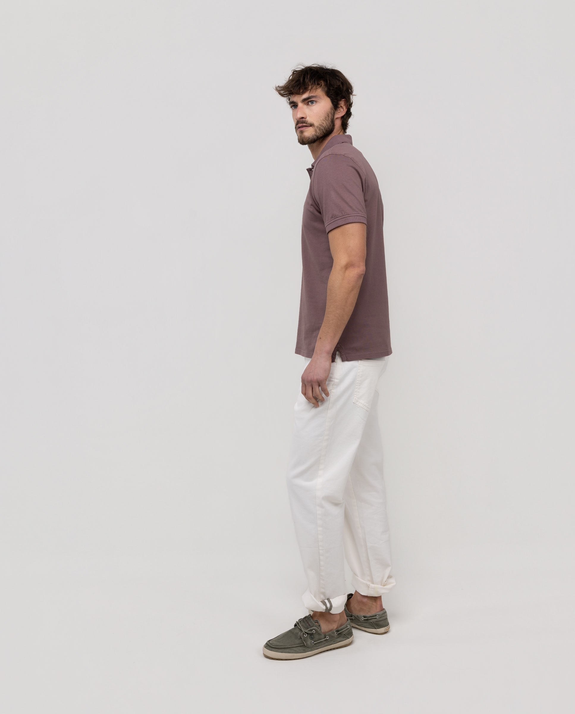 Polo de manga corta de hombre liso - El Ganso - Malva Malva-3