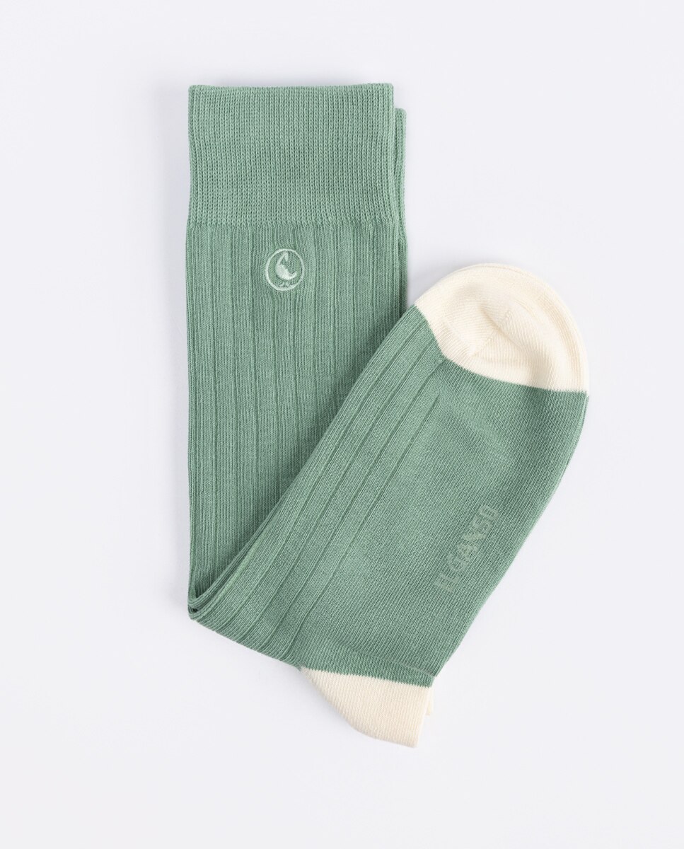 Calcetín alto de hombre liso - El Ganso - Verde claro Verde claro-2