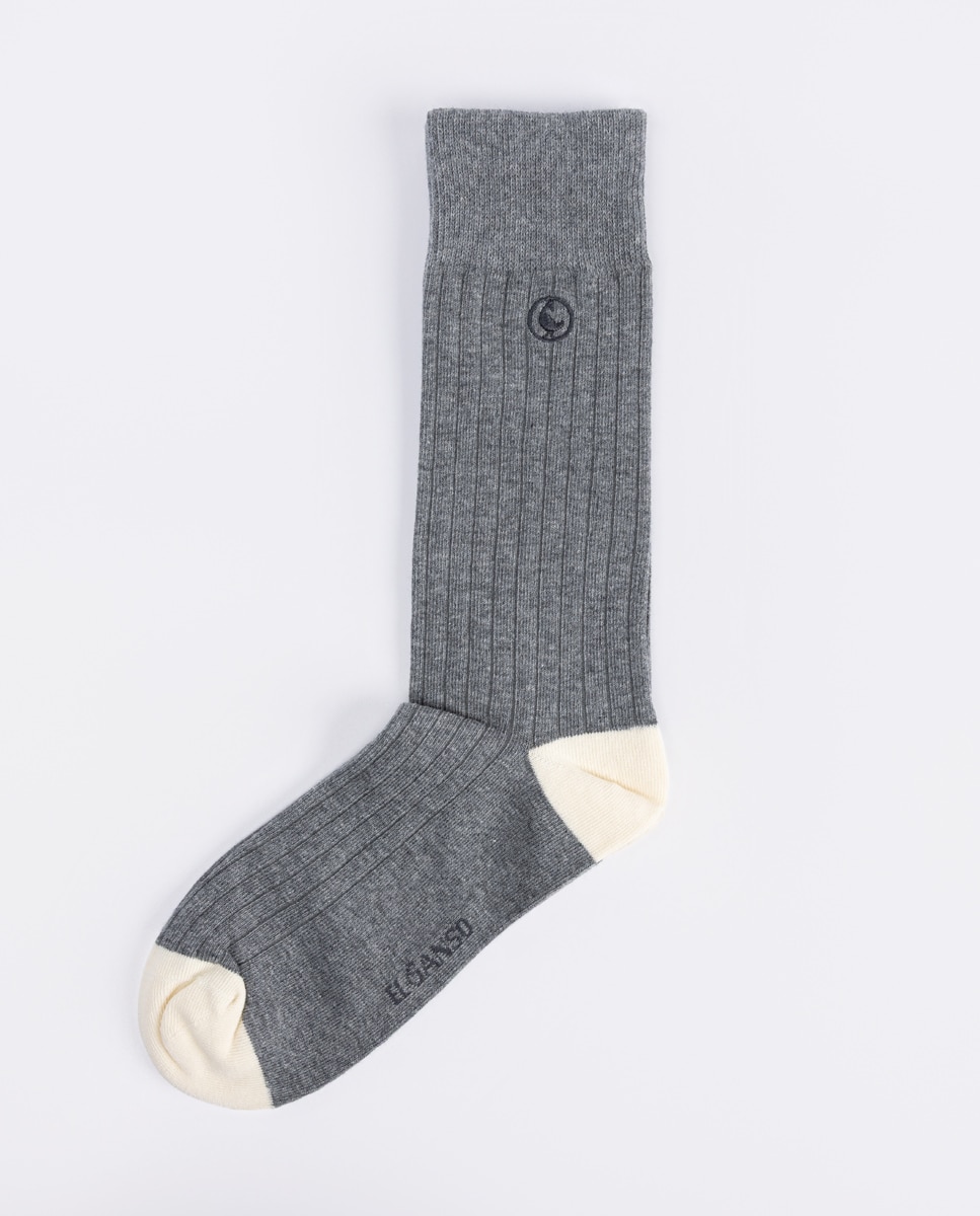 Calcetín alto de hombre liso - El Ganso - Gris Gris-1