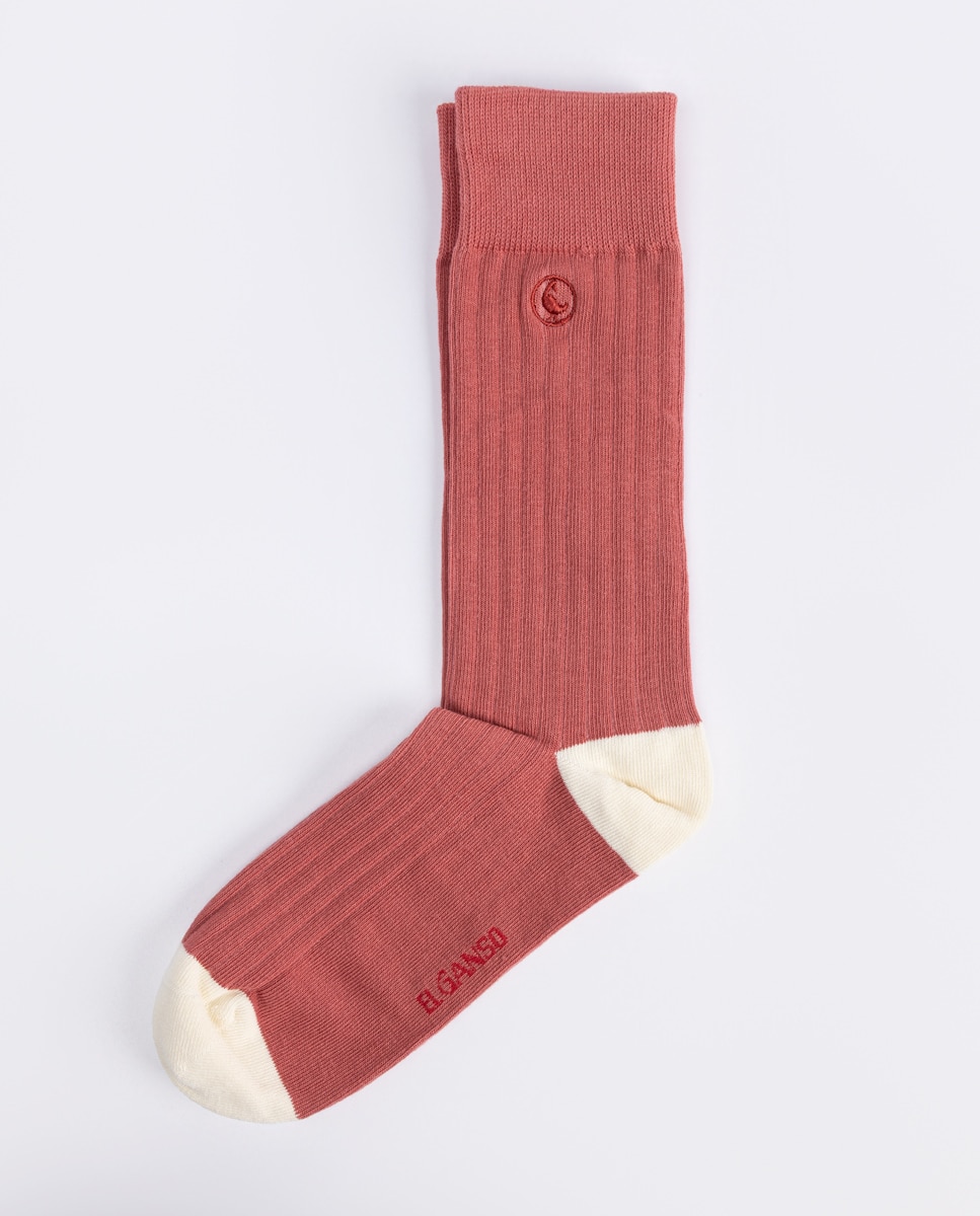 Calcetín alto de hombre liso - El Ganso - Rojo / Blanco Rojo / Blanco-1