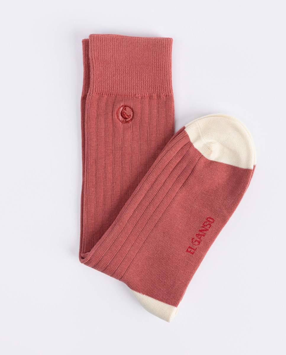 Calcetín alto de hombre liso - El Ganso - Rojo / Blanco Rojo / Blanco-2