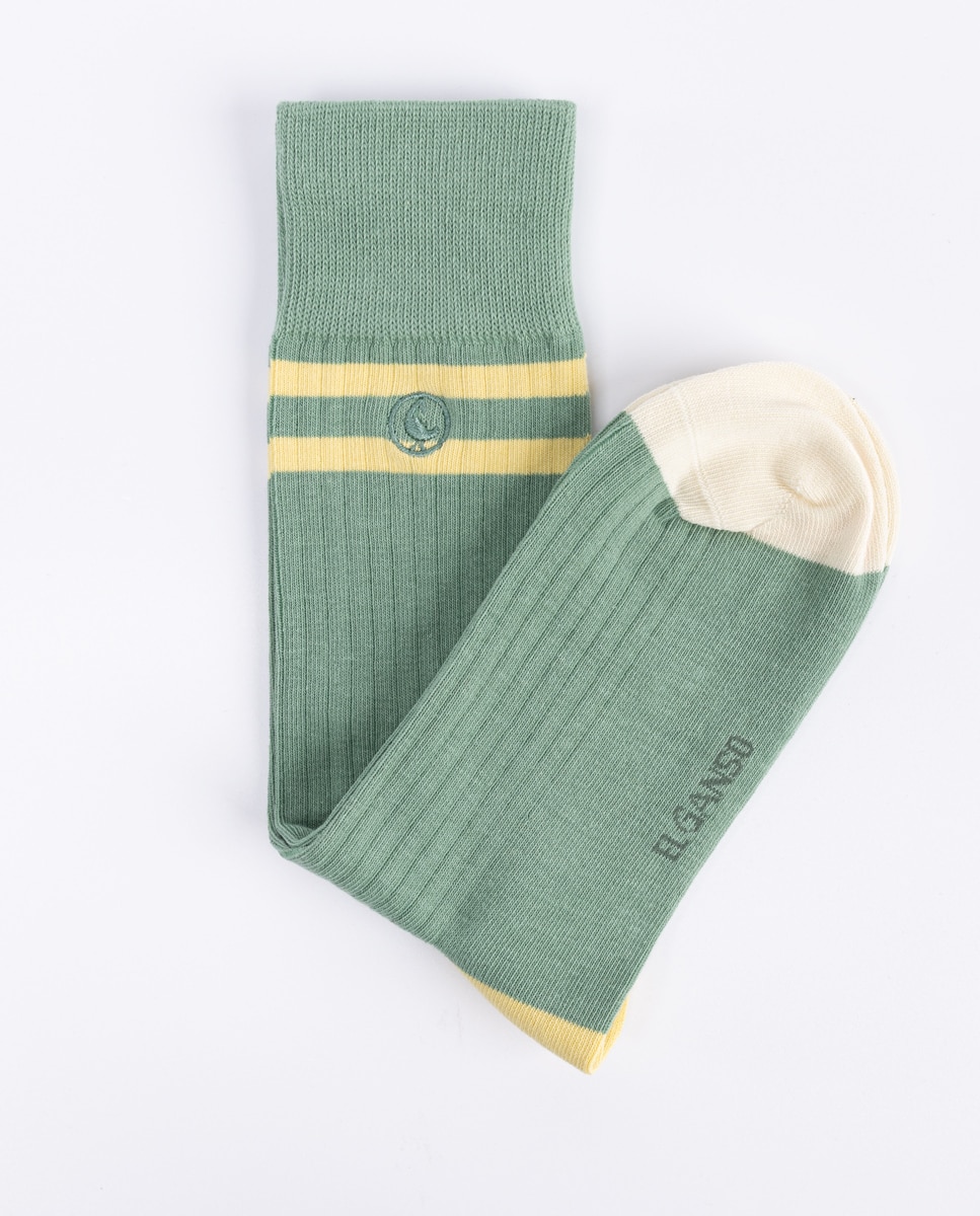 Calcetín alto de hombre liso - El Ganso - Verde claro Verde claro-2
