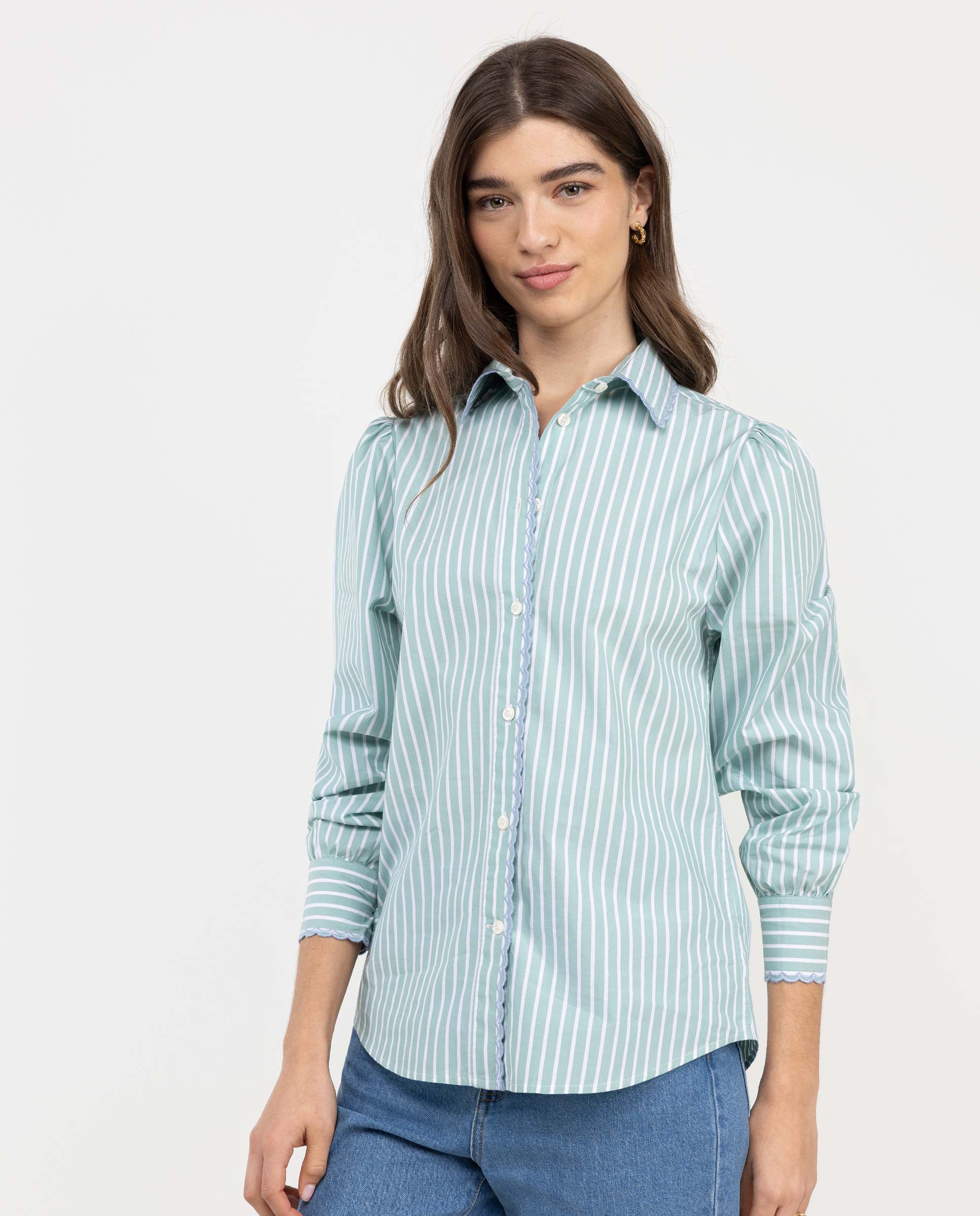 El Ganso - Camisa de mujer René Rayas Verdes.