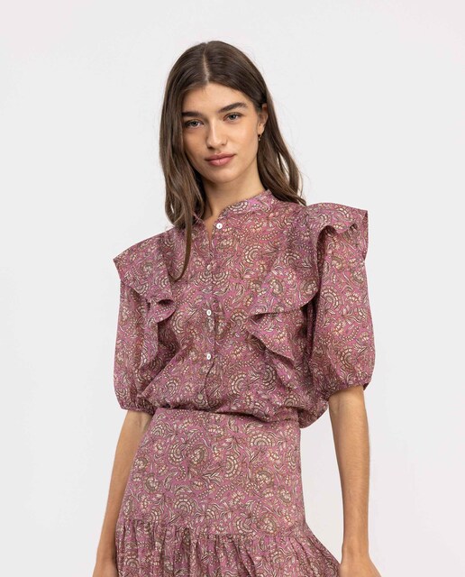 Imagen 0 de Camisa de mujer estampada con volantes