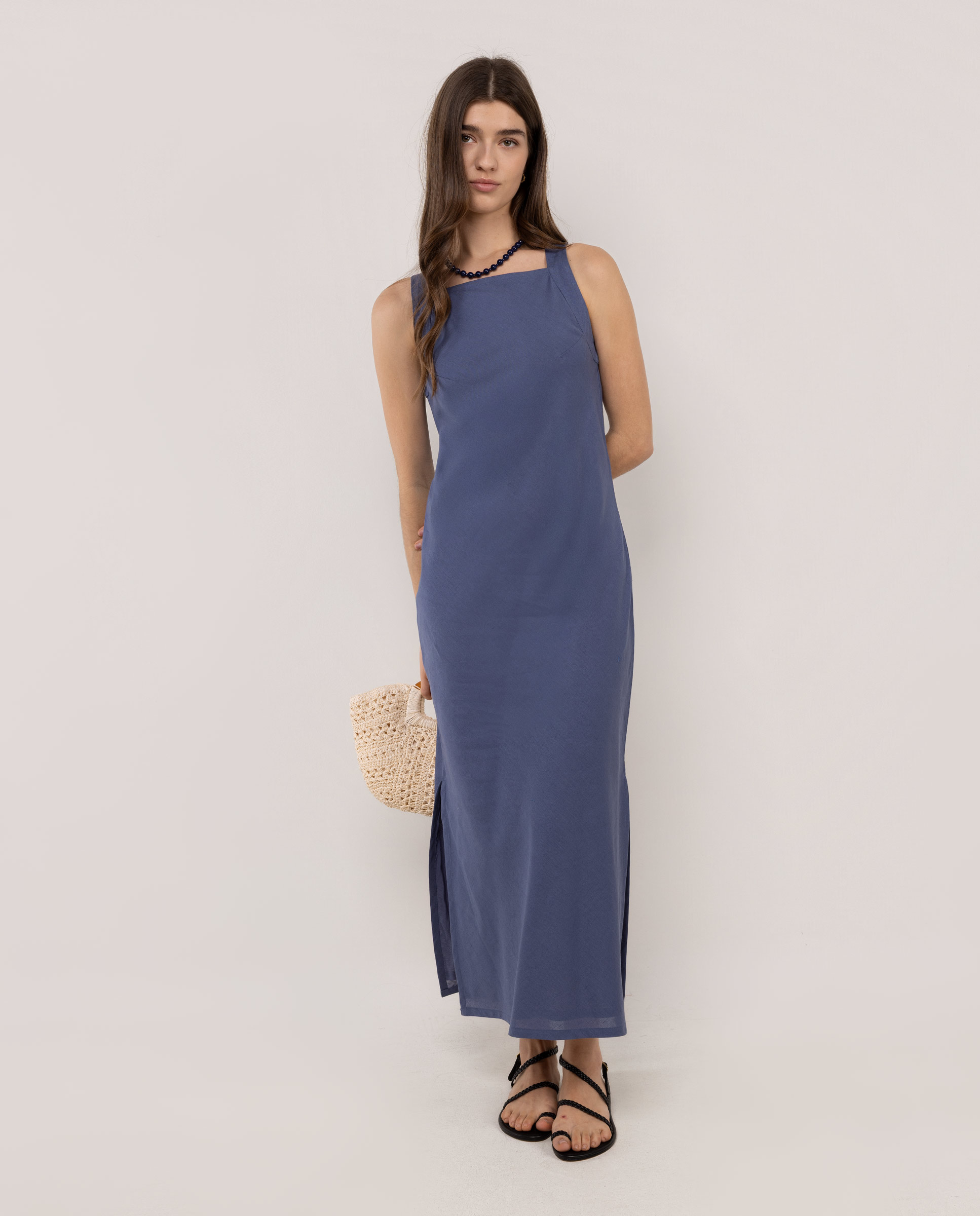 El Ganso - Vestido de mujer de algodón largo liso.