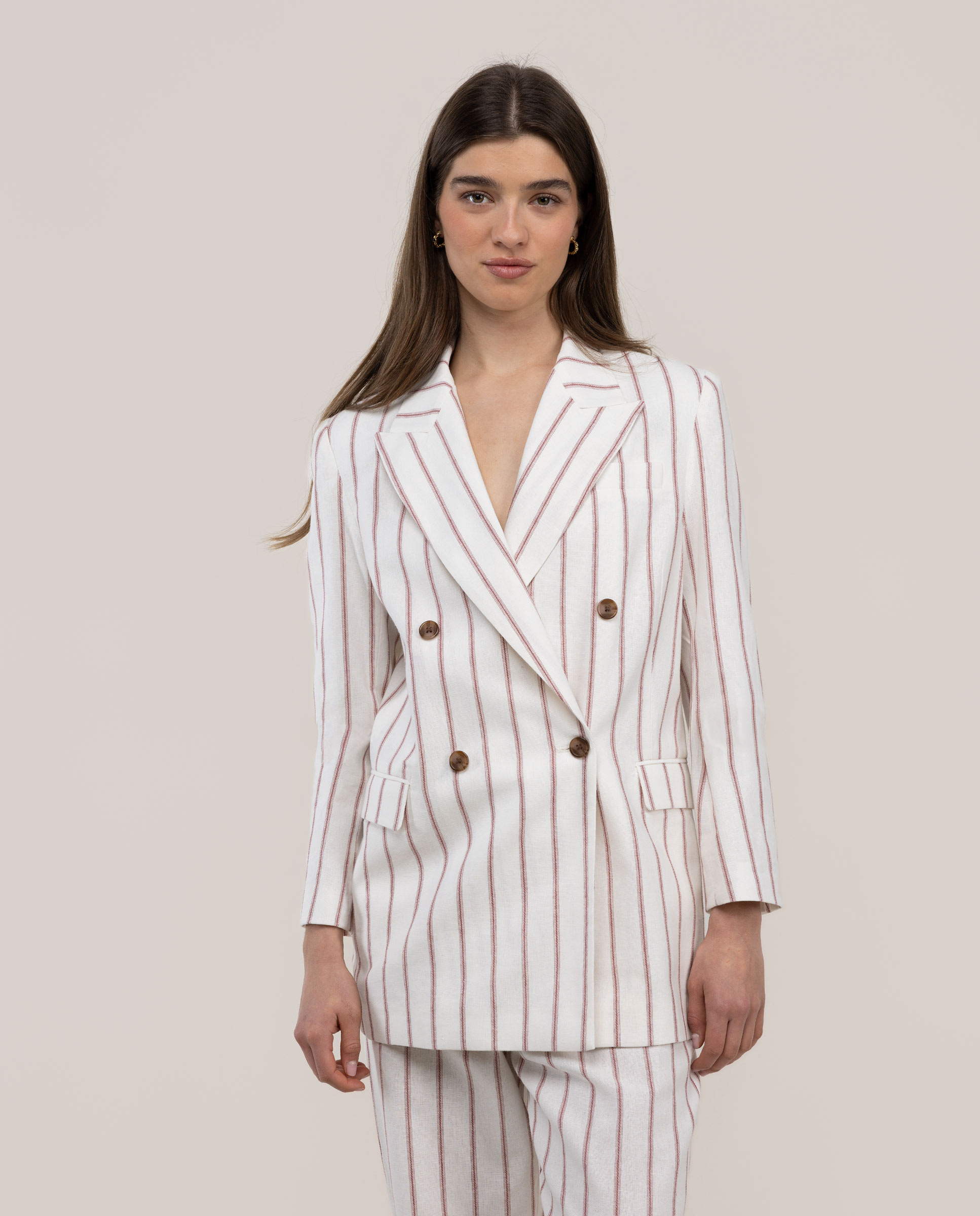 Imagen 0 de Blazer de rayas de mujer diana Natural