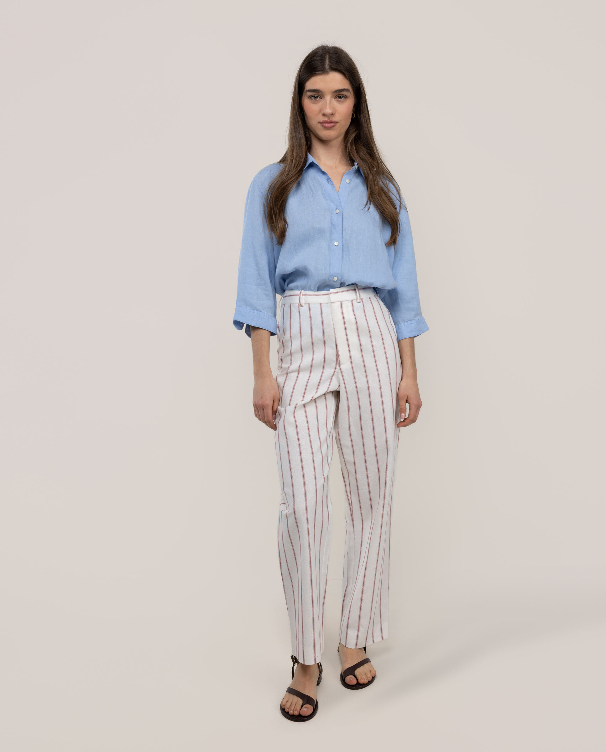 El Ganso - Pantalón recto de rayas de mujer nora.