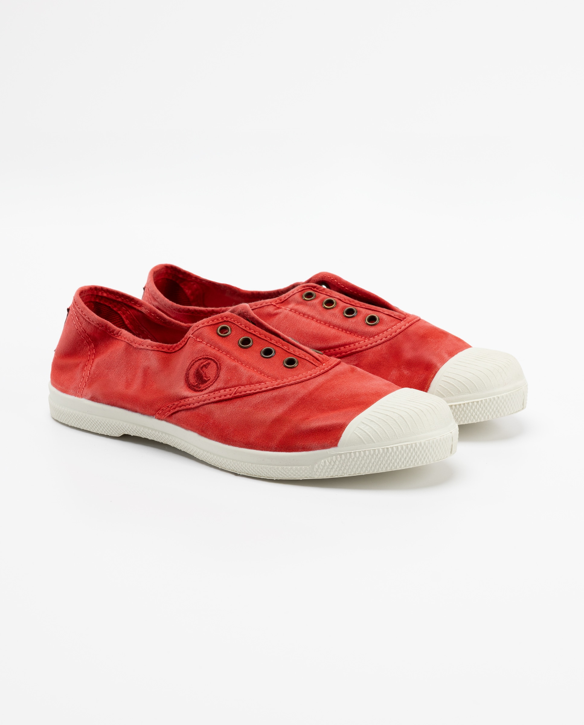 Zapatilla de mujer natural world lisa - El Ganso - Azul grisáceo Rojo / Blanco-3