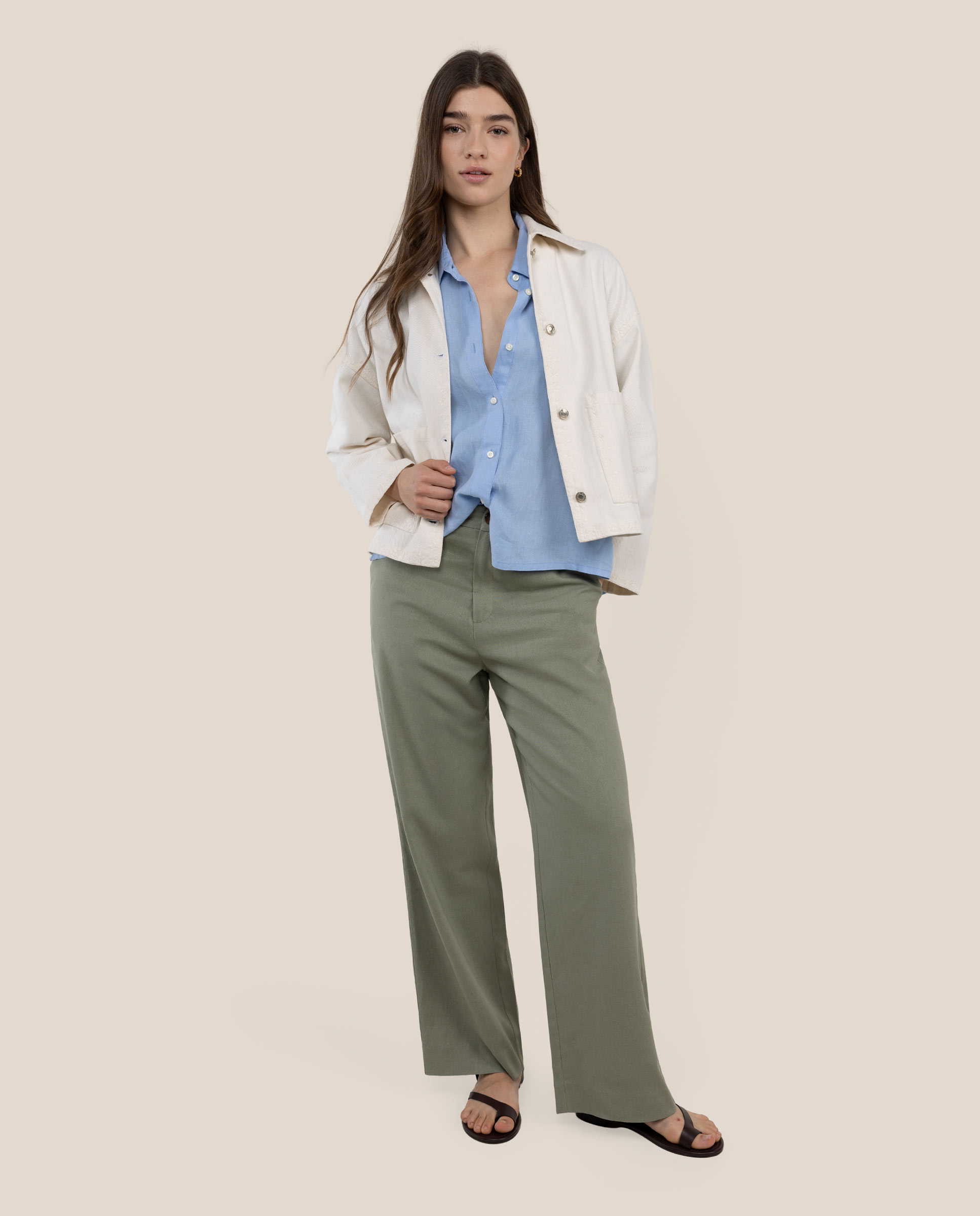 El Ganso - Sobrecamisa lisa de mujer olivia.