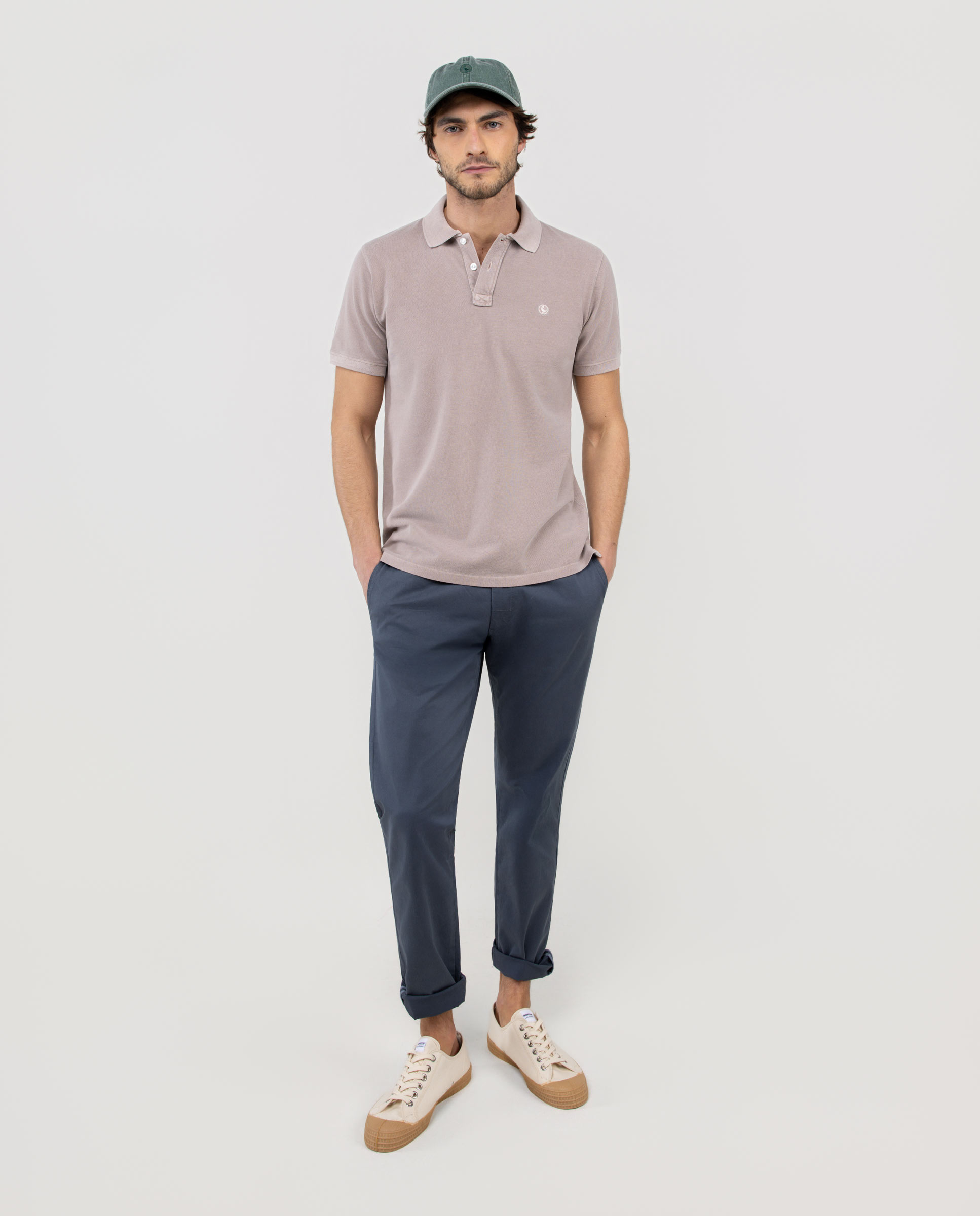 Polo con tinte natural de hombre liso - El Ganso - Verde Malva-2