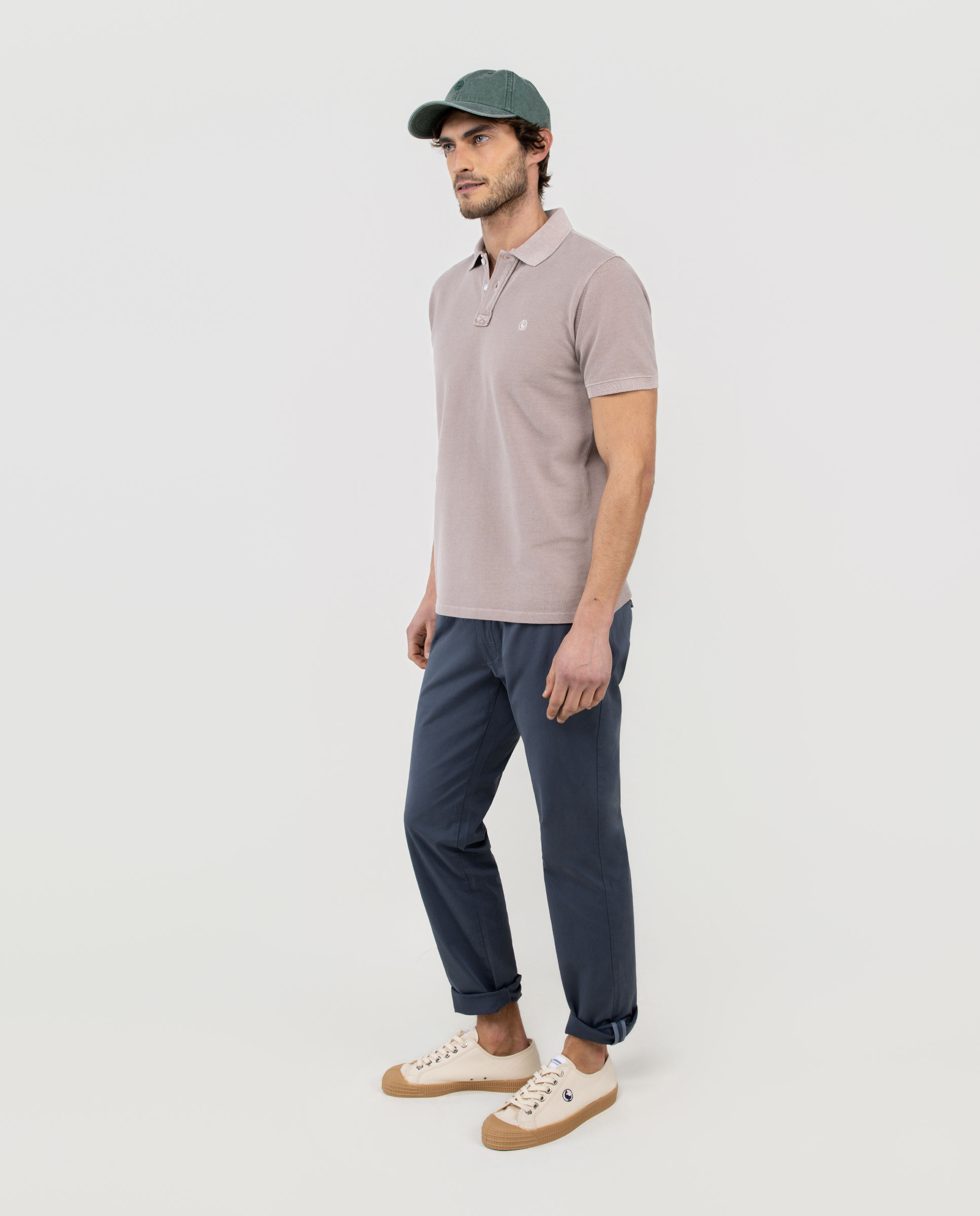 Polo con tinte natural de hombre liso - El Ganso - Verde Malva-3