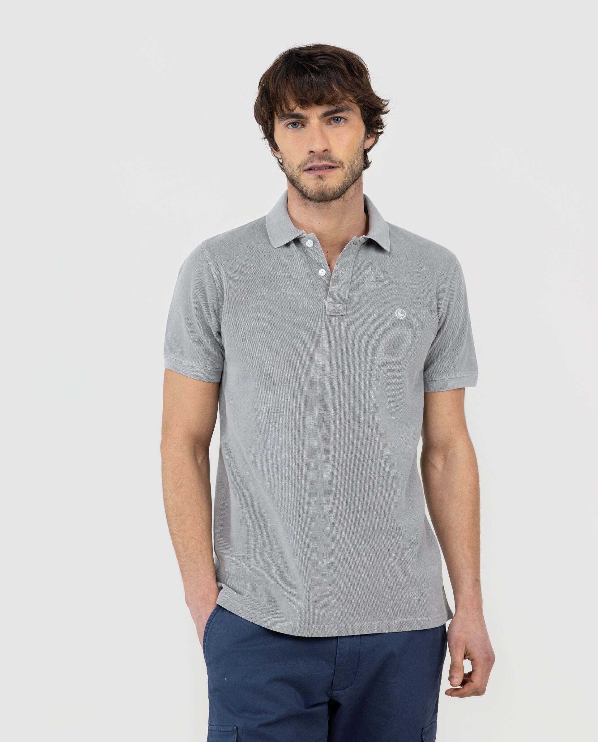 Polo con tinte natural de hombre liso - El Ganso - Gris Gris-1