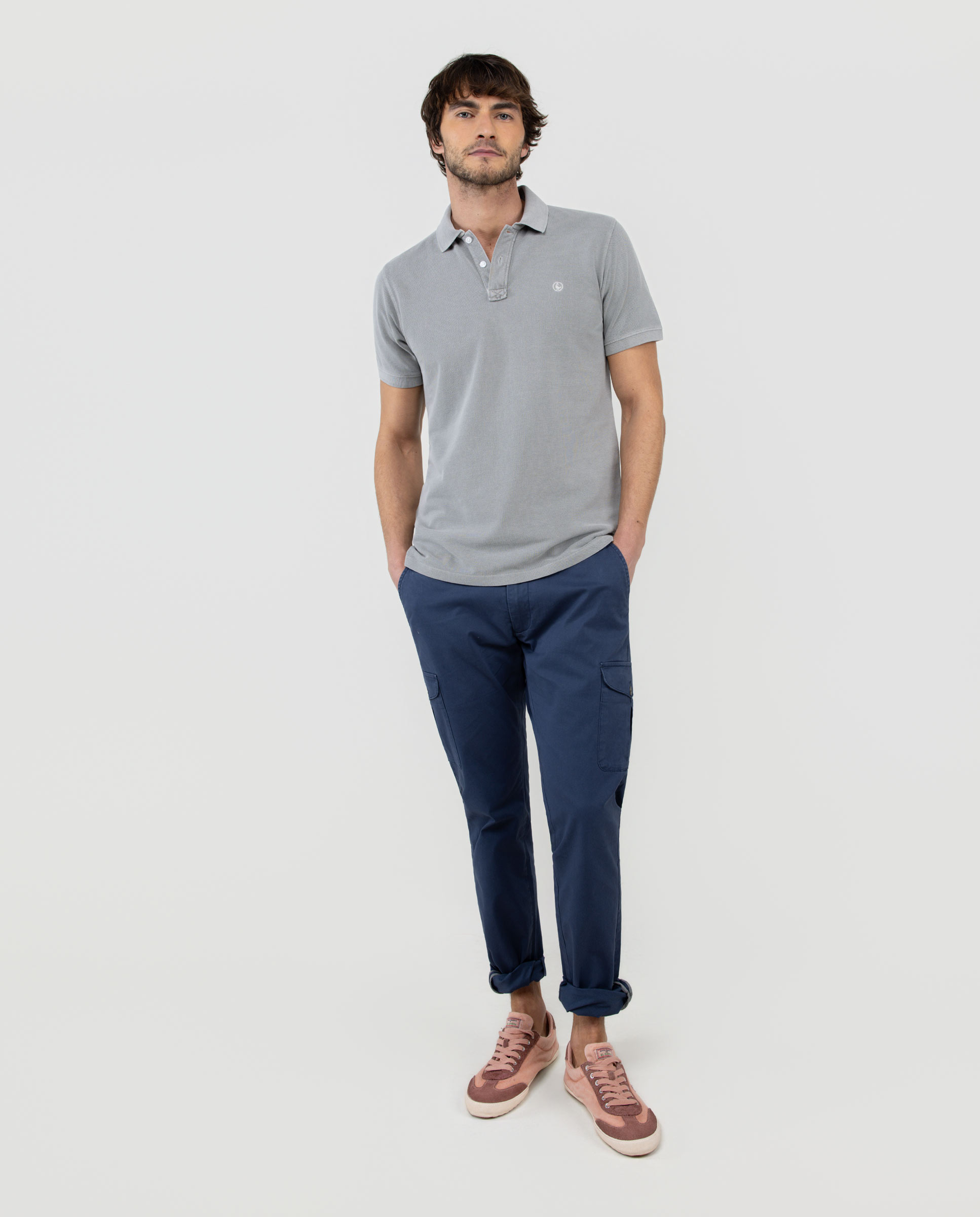 Polo con tinte natural de hombre liso - El Ganso - Gris Gris-2