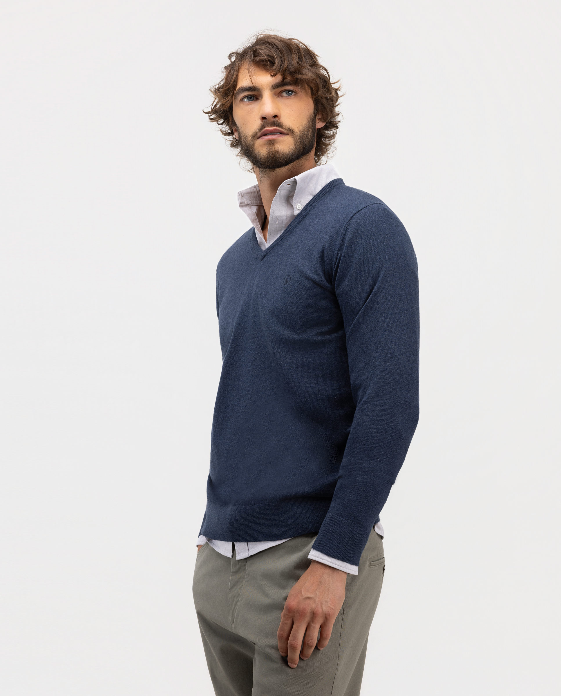 Jersey de hombre cuello pico liso - El Ganso - Índigo Índigo-1