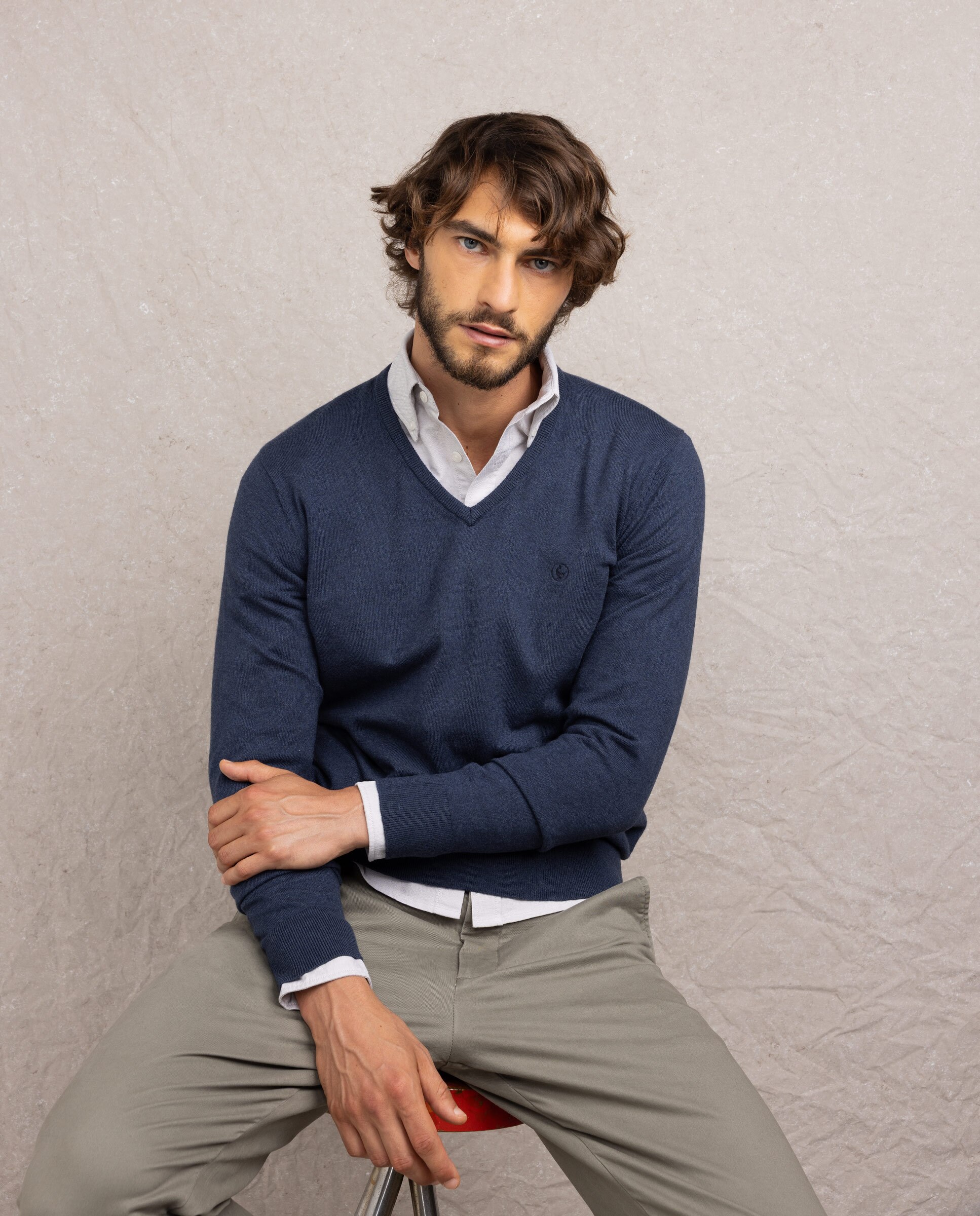 Jersey de hombre cuello pico liso - El Ganso - Índigo Índigo-2