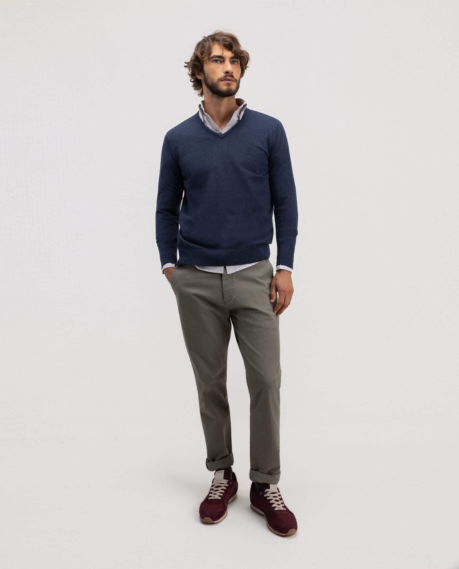 Jersey de hombre cuello pico liso - El Ganso - Índigo Índigo-3