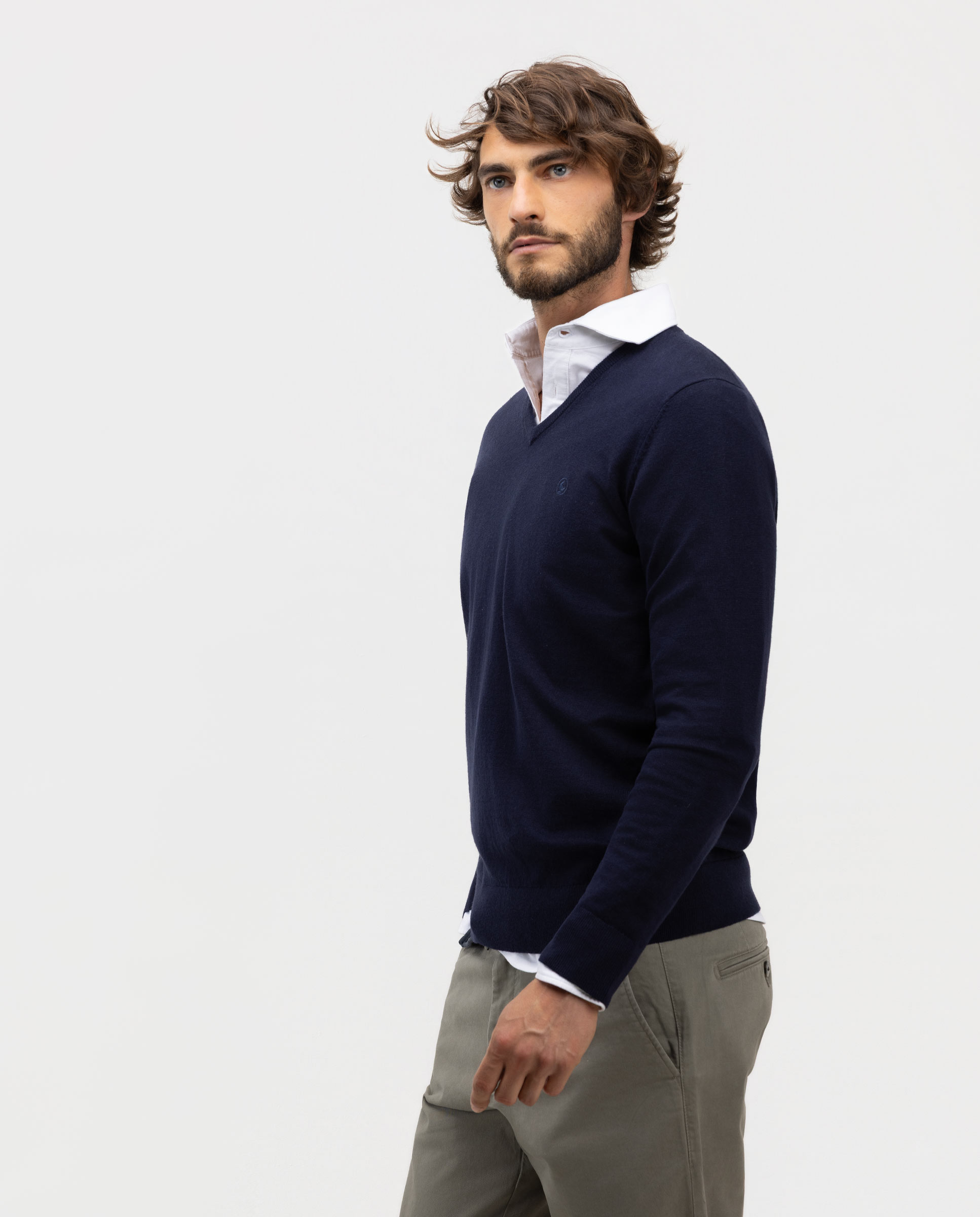 Jersey de hombre cuello pico liso - El Ganso - Azul marino Azul marino-3