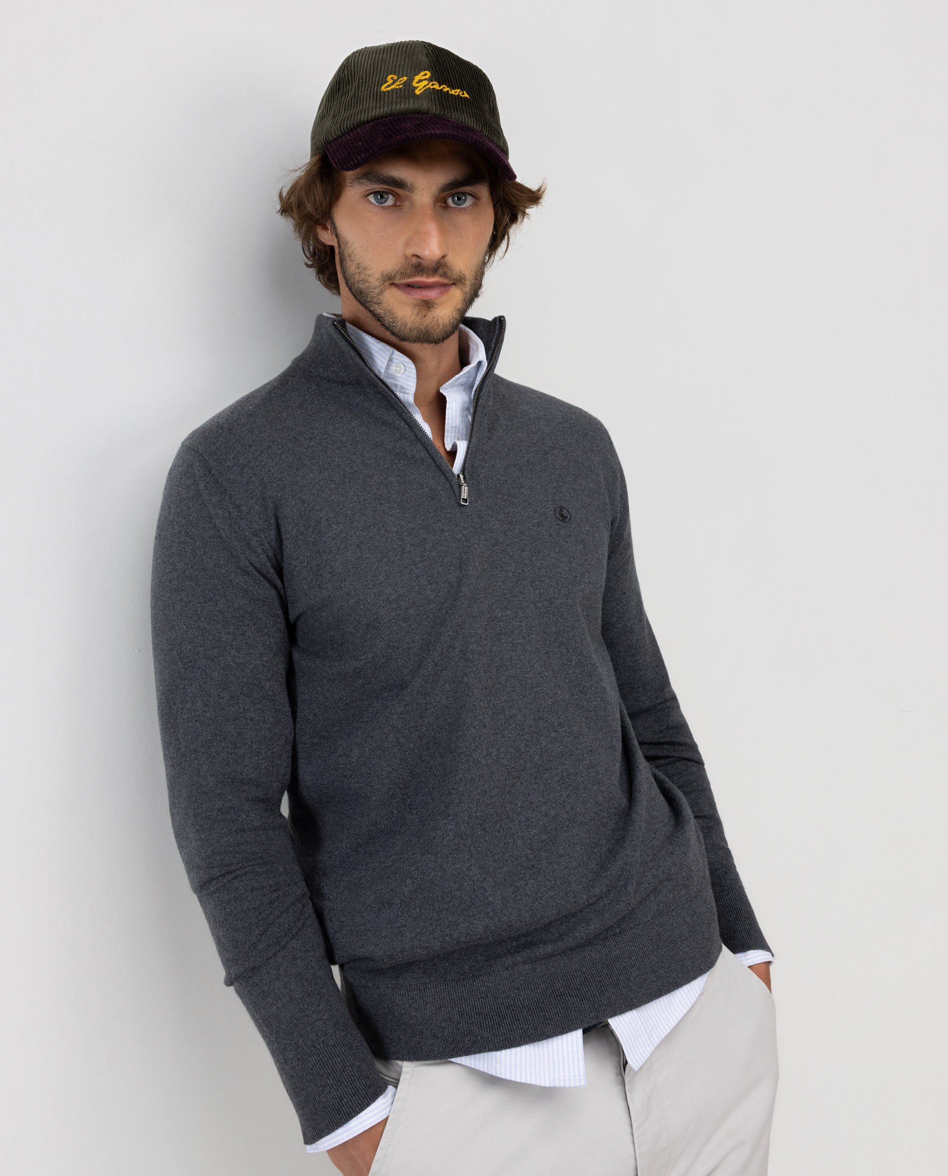Imagen 1 de Jersey de hombre cuello camionero liso - El Ganso - Gris marengo Gris marengo