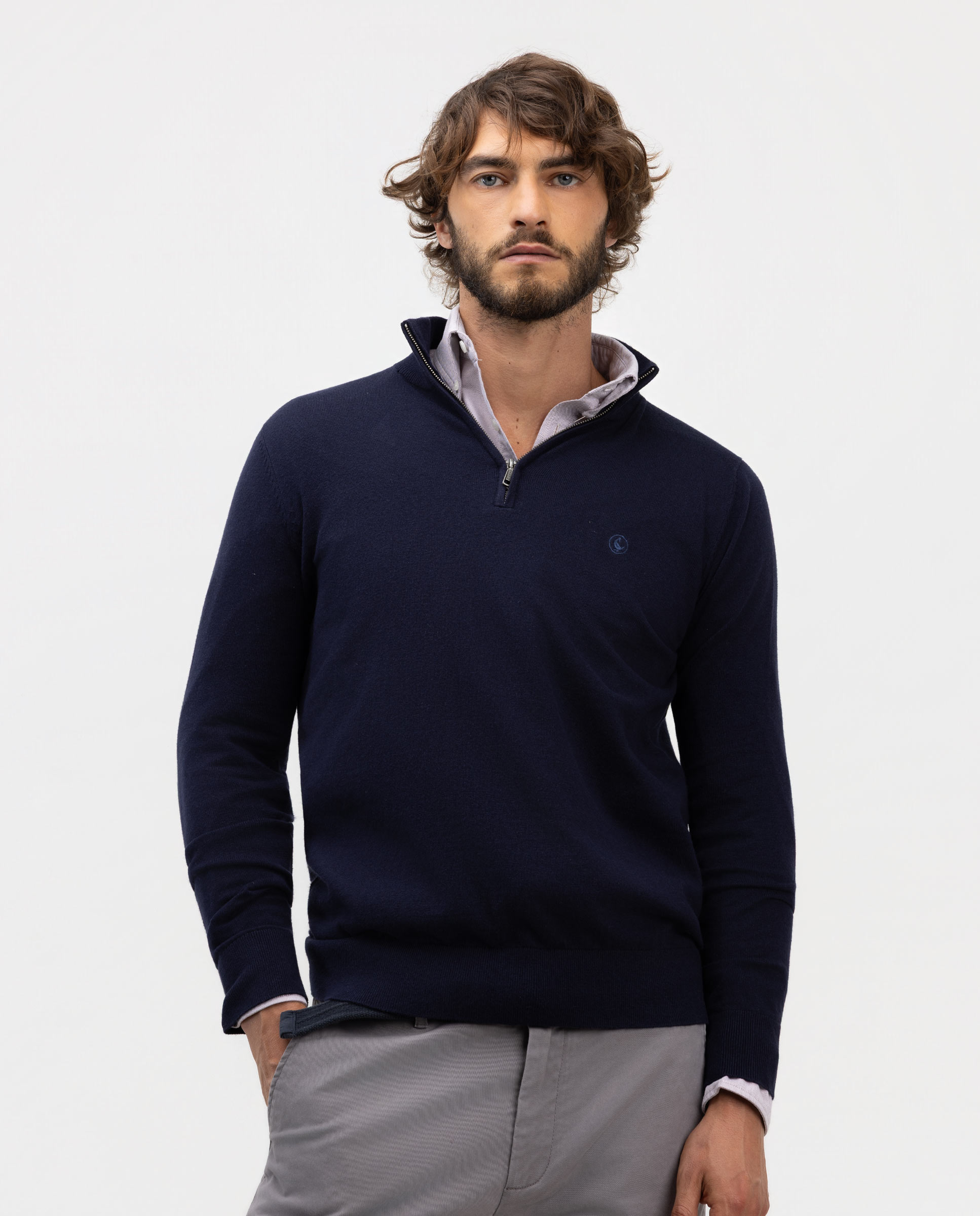 Imagen 1 de Jersey de hombre cuello camionero liso - El Ganso - Azul marino Azul marino